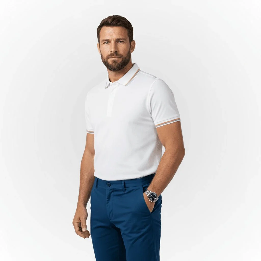 Polo blanc mercerisé - Image 6
