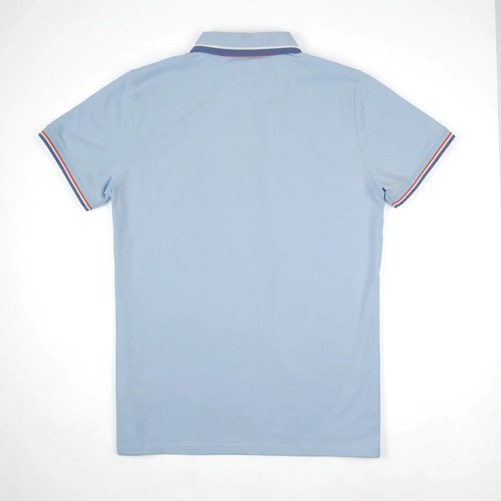 Polo bleu ciel col rayé contrasté - Image 4
