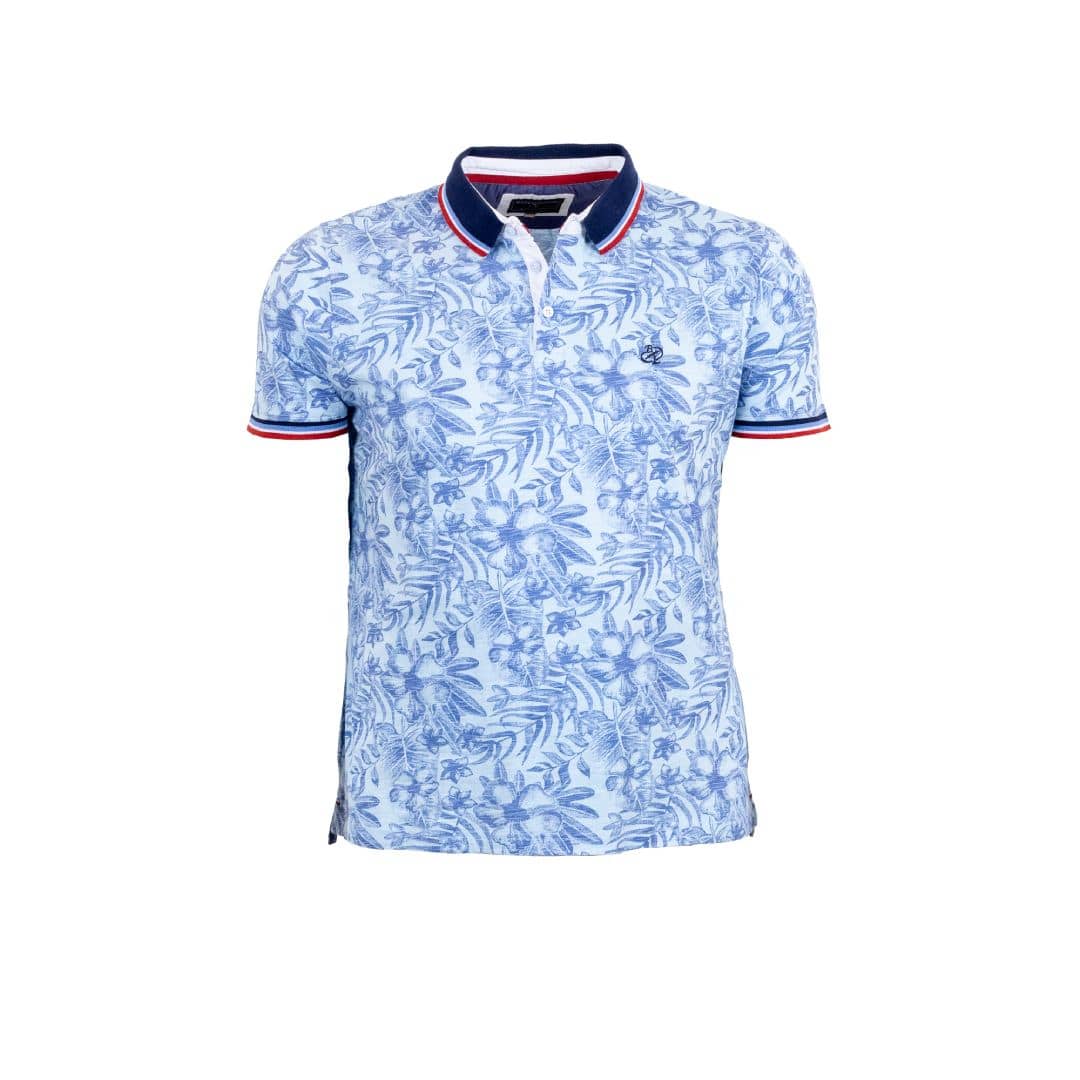 Polo bleu clair imprimé fleuri