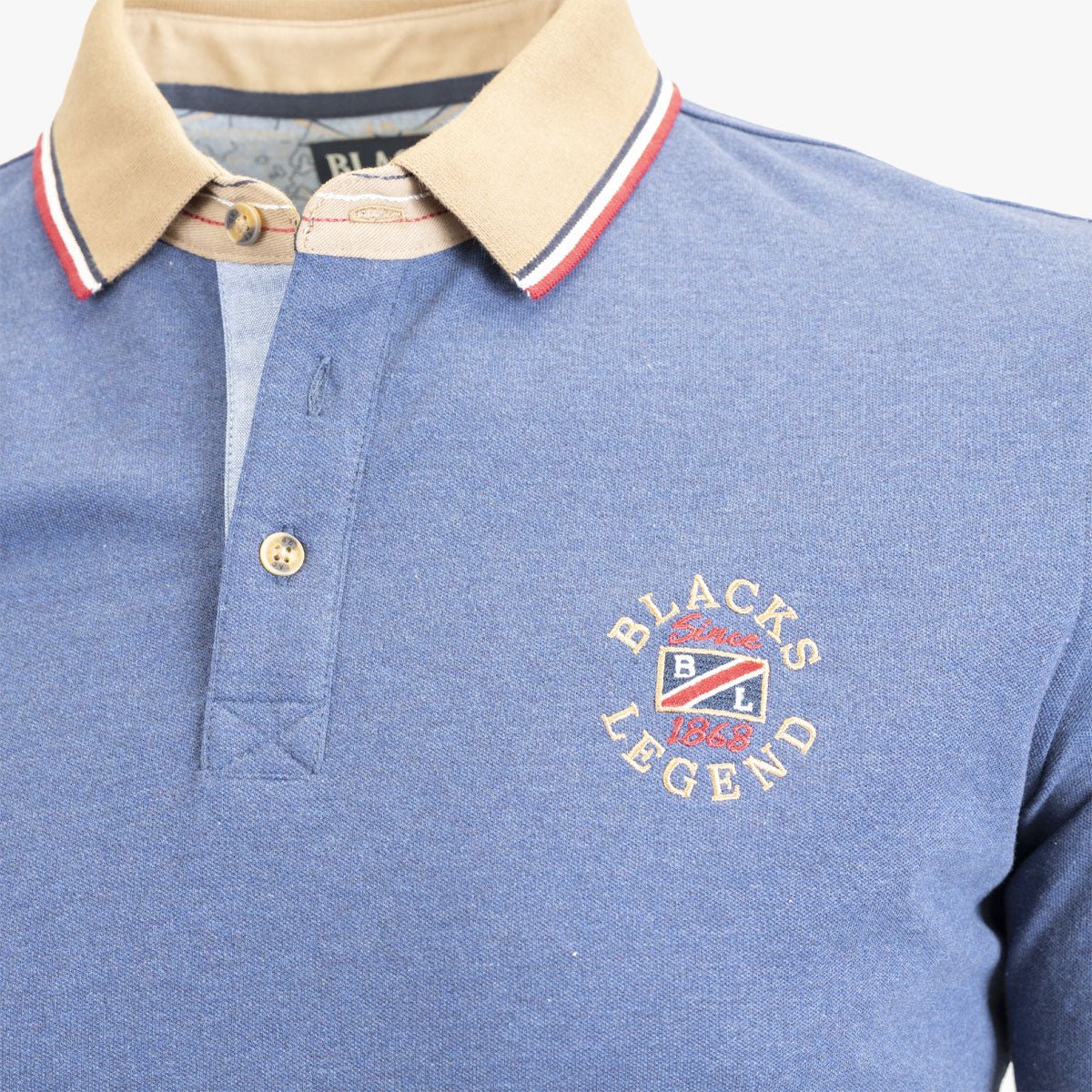 Polo bleu contrasté à manches longues - Image 3