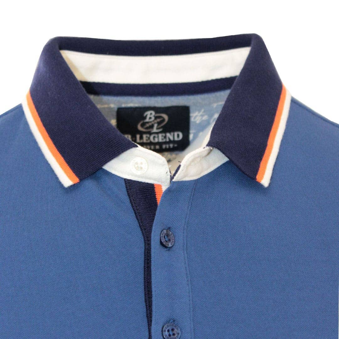 Polo bleu indigo finitions contrastées - Image 3