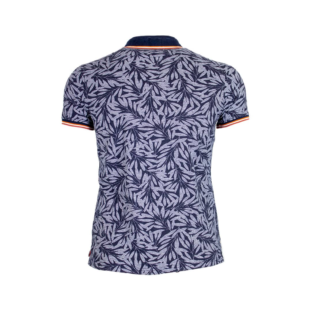 Polo bleu marine imprimé feuilles tropicales - Image 2