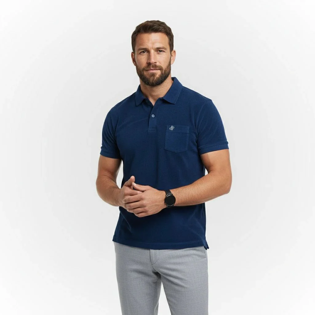 Polo bleu roi tissu éponge