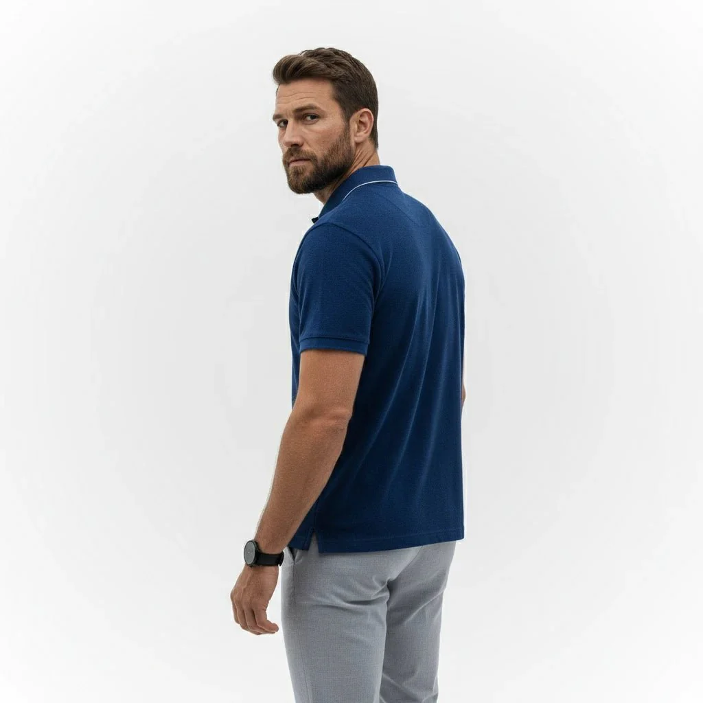 Polo bleu roi tissu éponge - Image 2