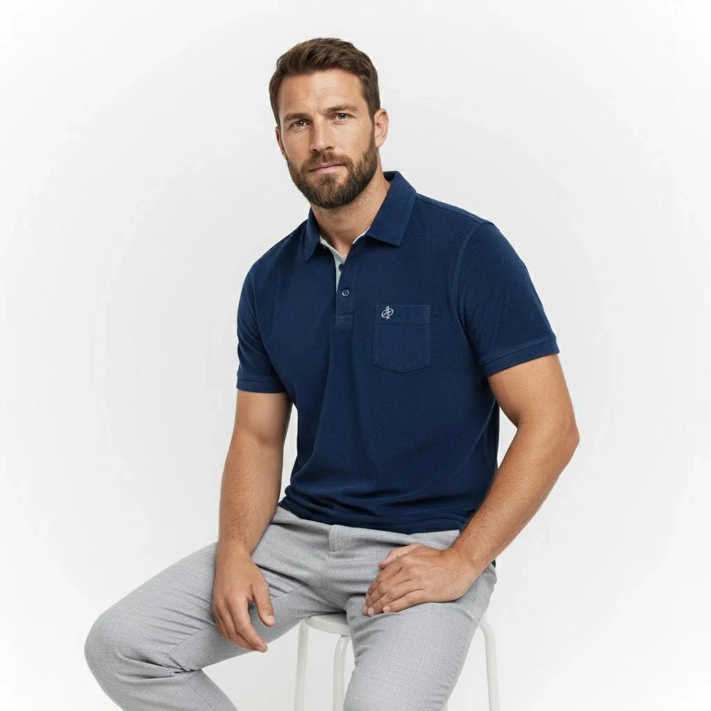 Polo bleu roi tissu éponge - Image 6