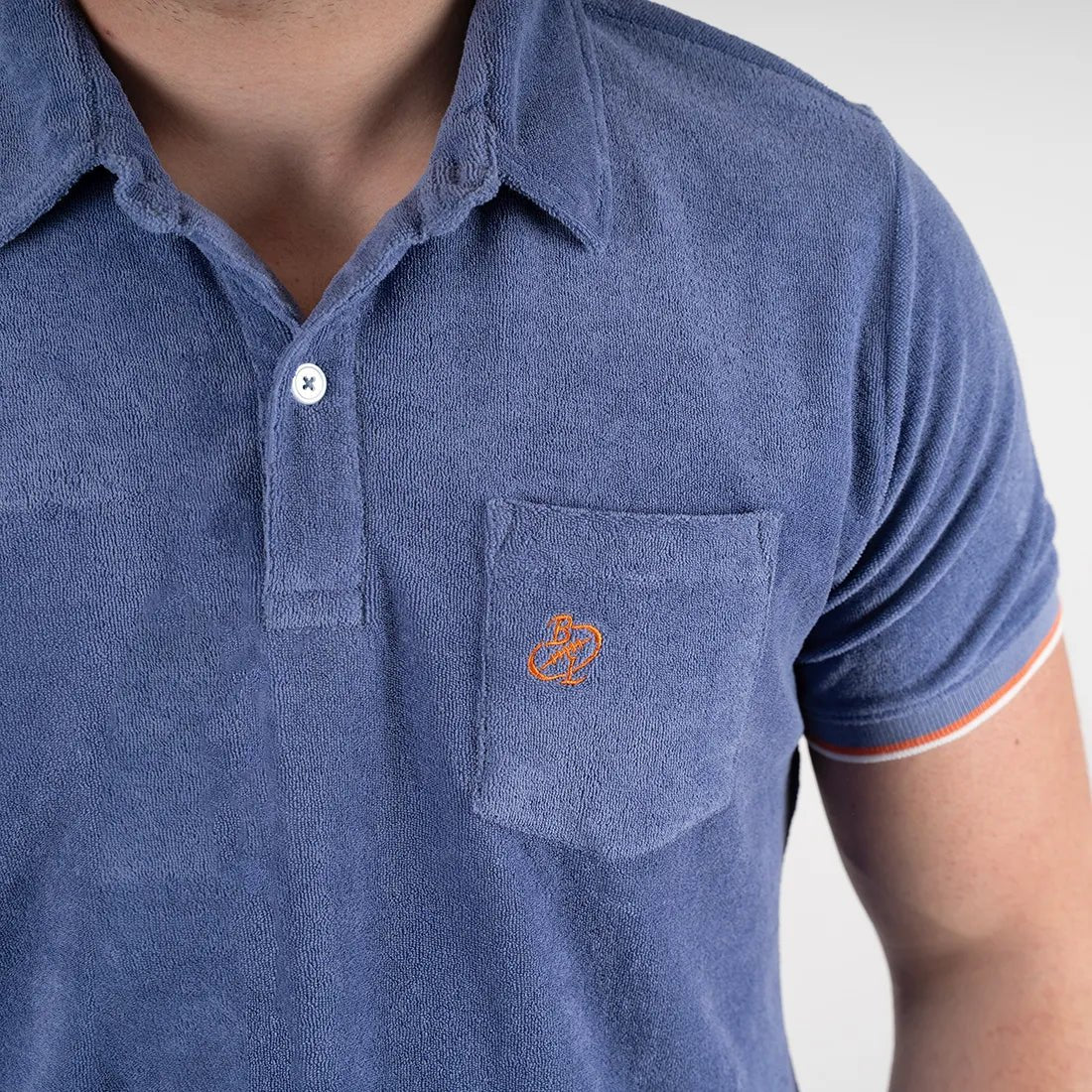 Polo bleu en tissu éponge - Image 4