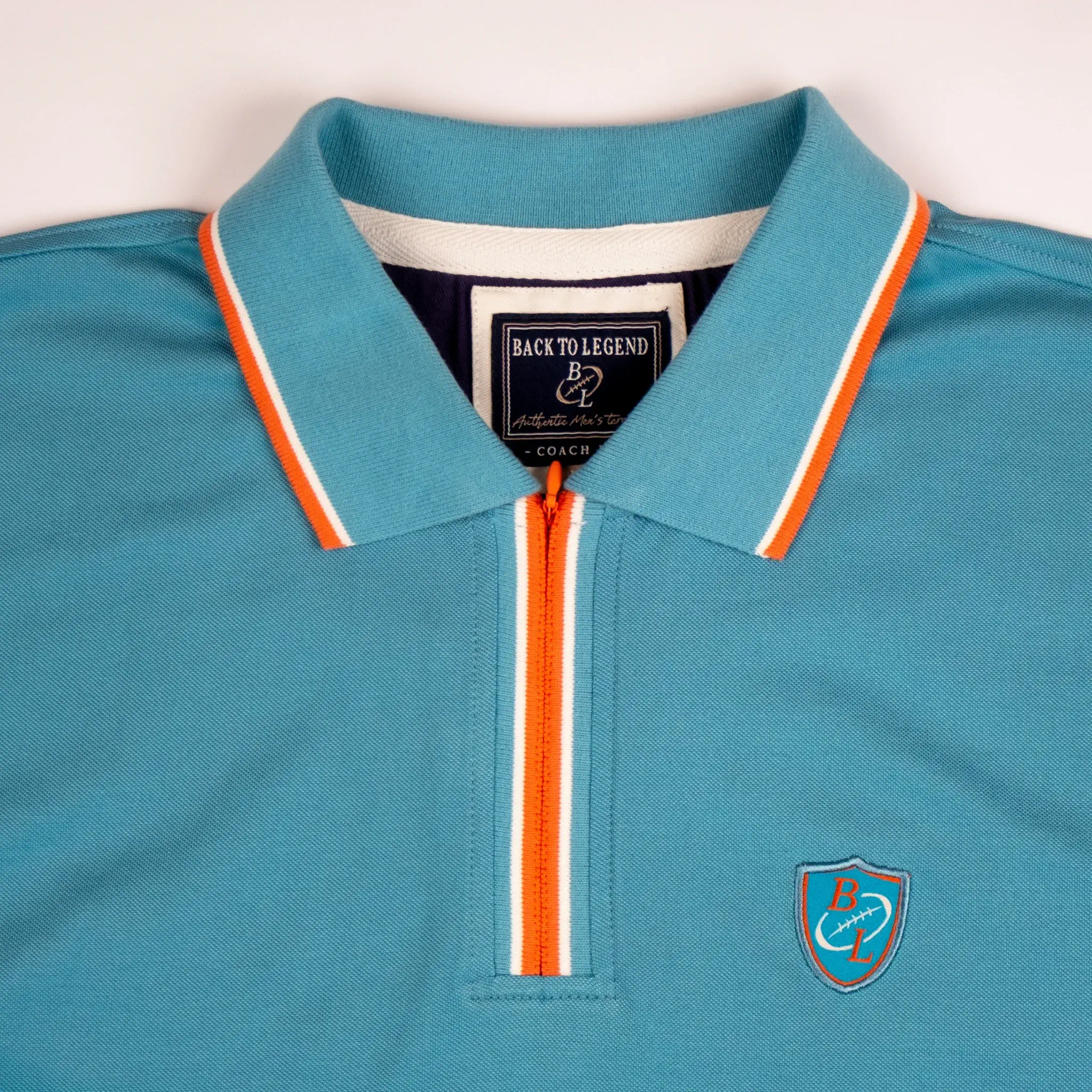 Polo bleu turquoise col rayé contrasté - Image 3