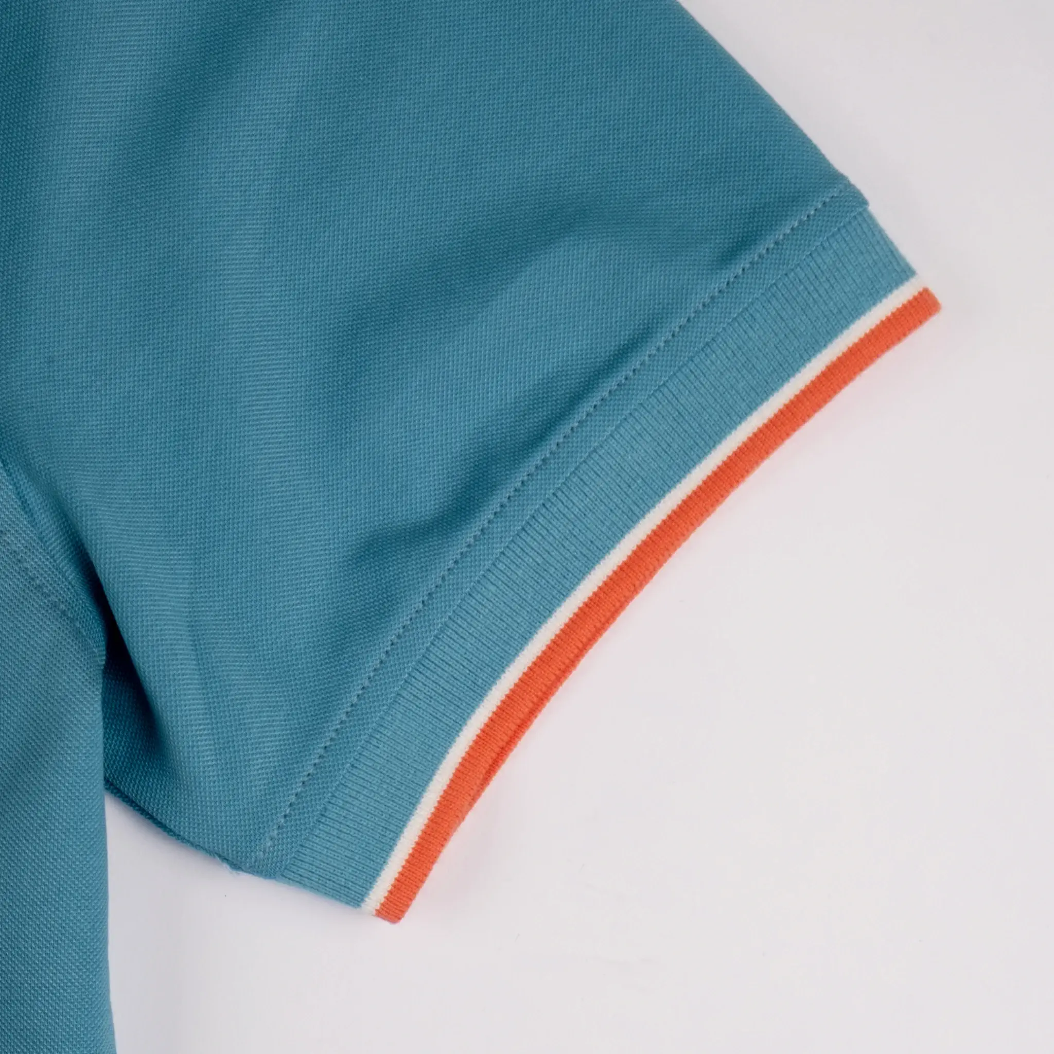 Polo bleu turquoise col rayé contrasté - Image 4