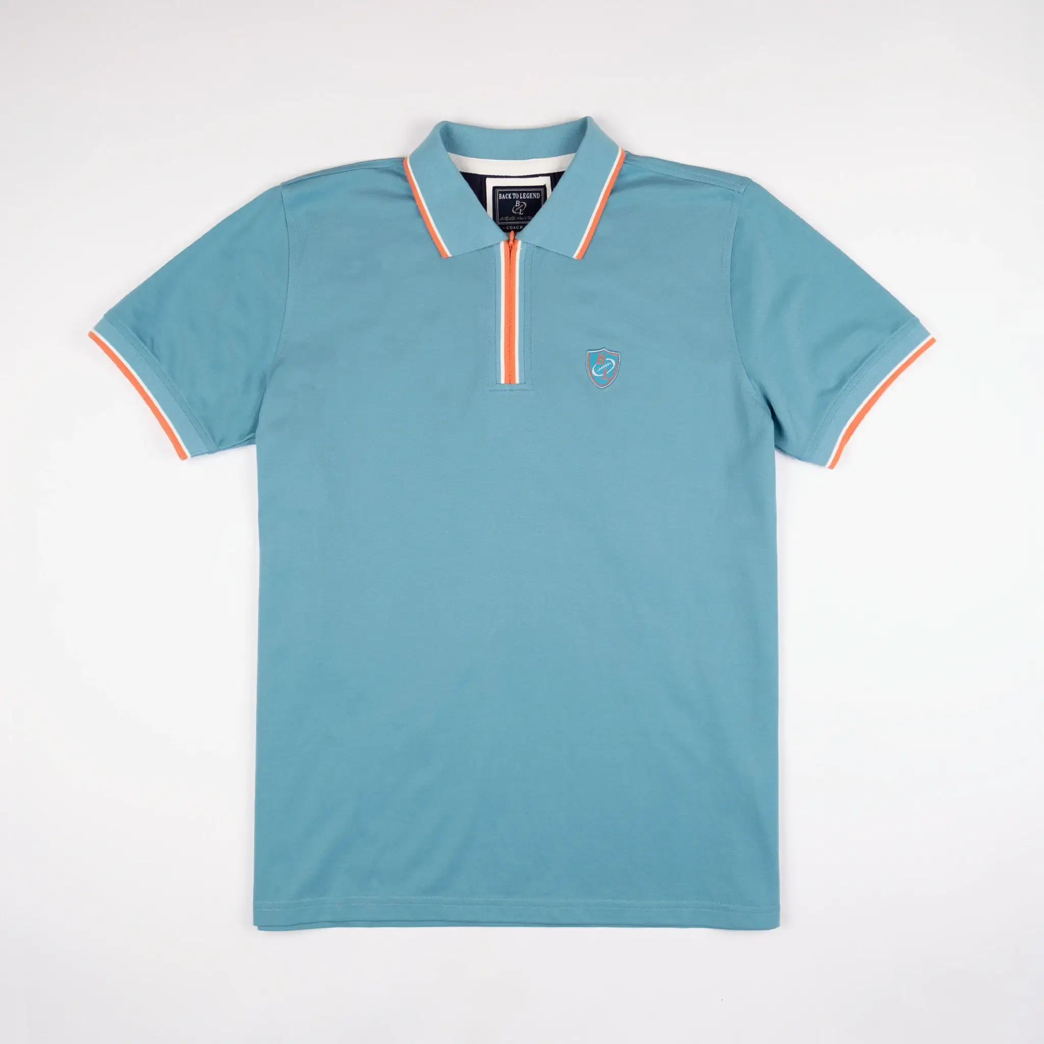Polo bleu turquoise col rayé contrasté - Image 5