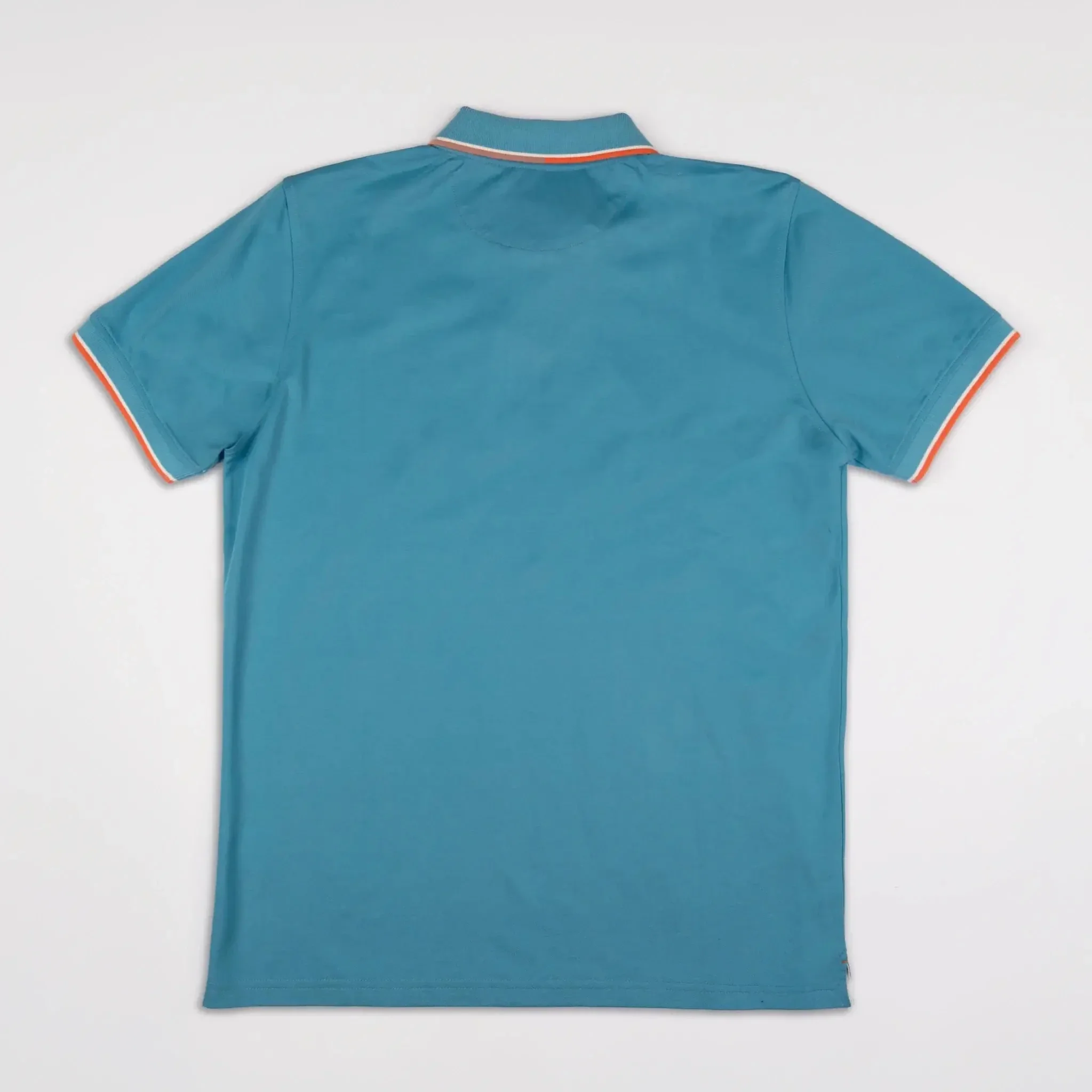Polo bleu turquoise col rayé contrasté - Image 6