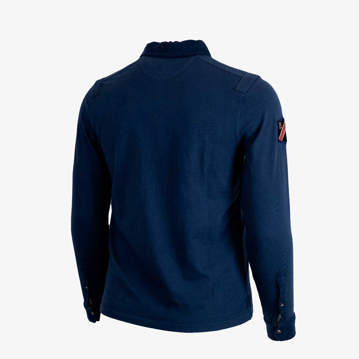 Polo bleu marine à manches longues et double poche - Image 2
