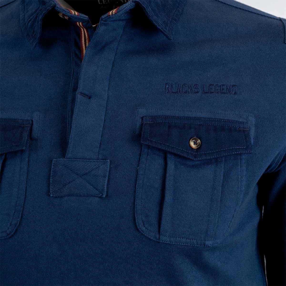 Polo bleu marine à manches longues et double poche - Image 3