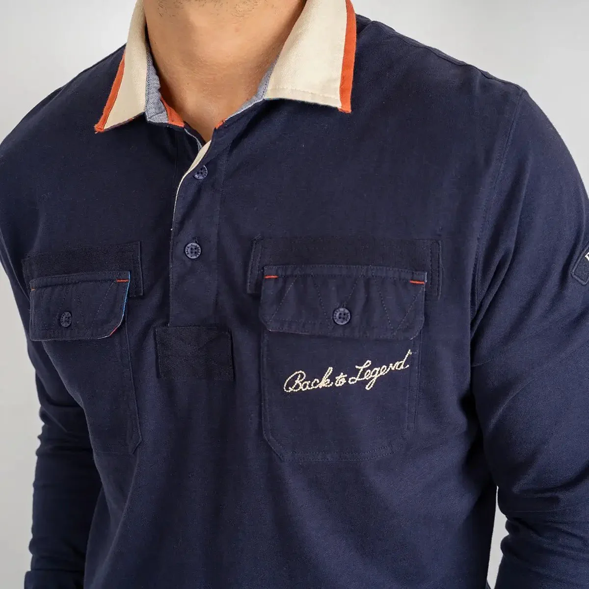 Polo à manches longues bleu marine fanion expédition - Image 6