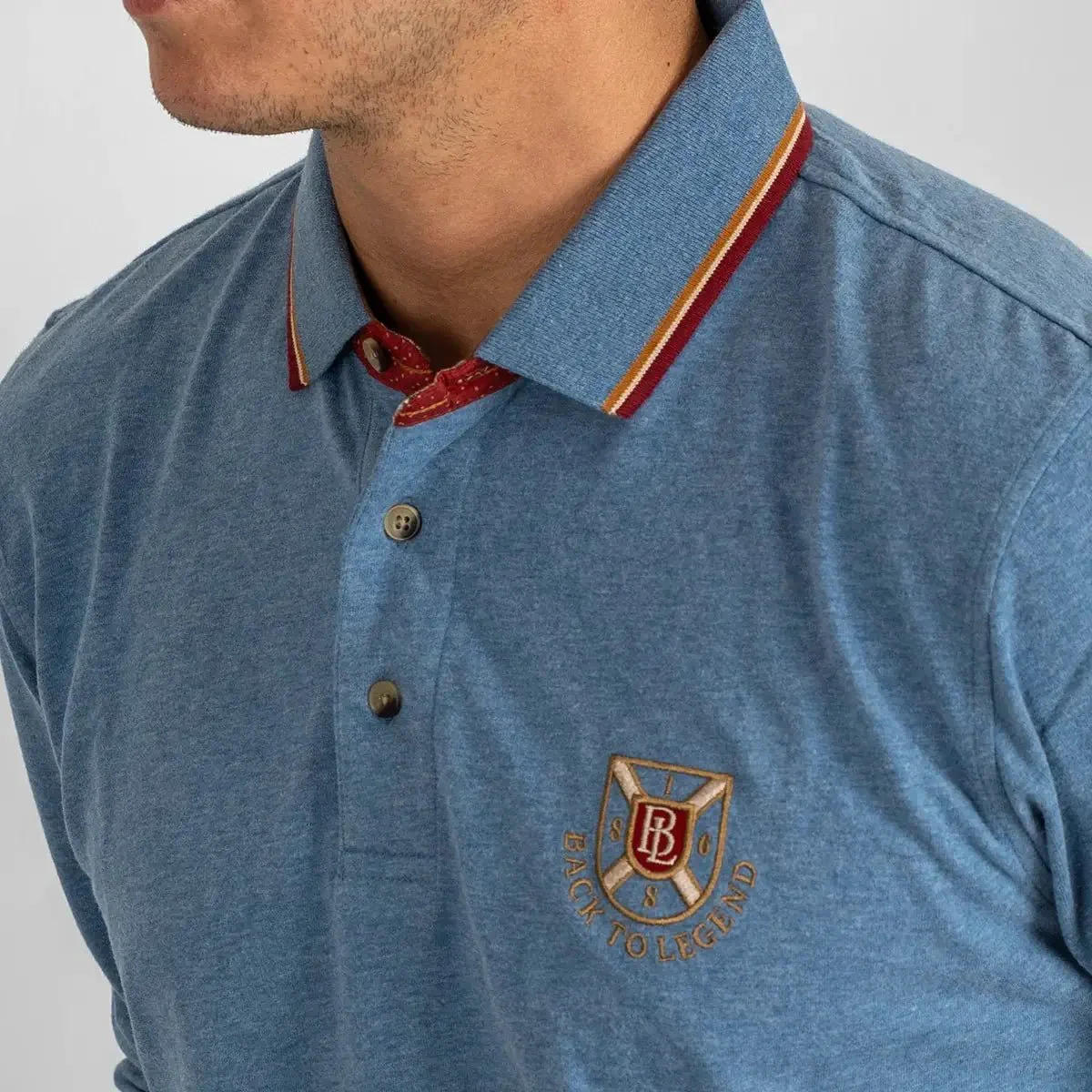 Polo manches longues Clubhouse bleu chiné - Image 2