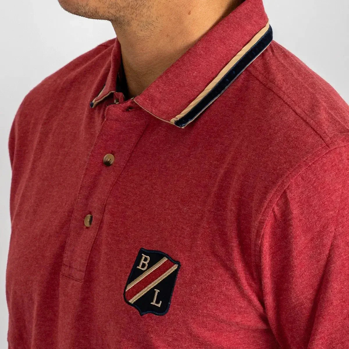Polo manches longues Clubhouse rouge chiné - Image 5