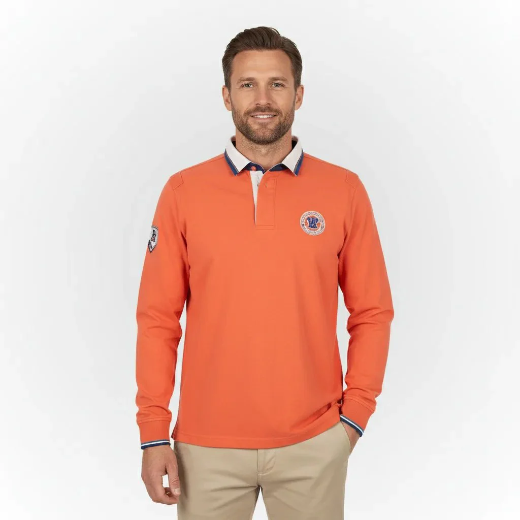 Polo ml orange jersey peau de pêche