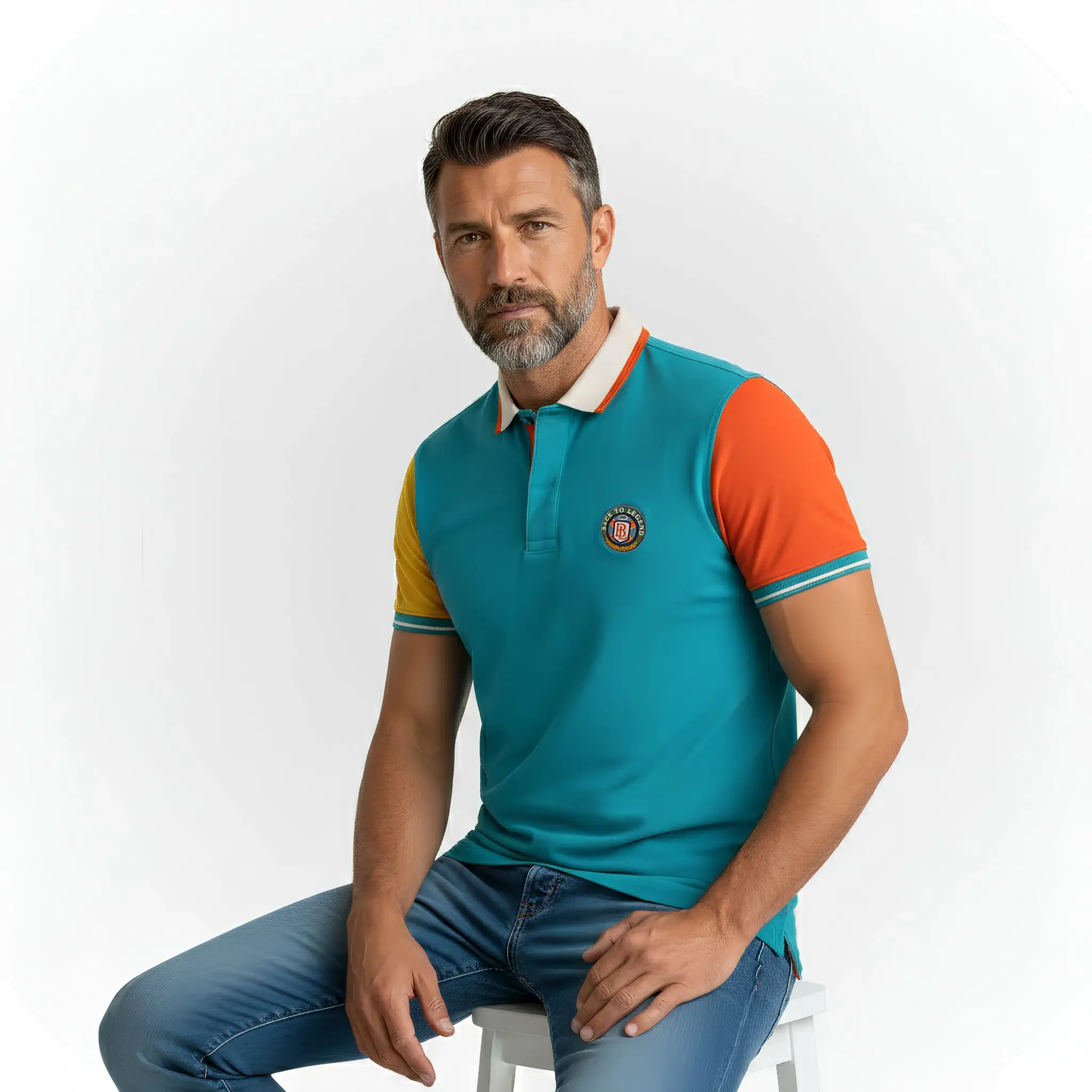 Polo multicolore n°9 toucher peau de pêche
