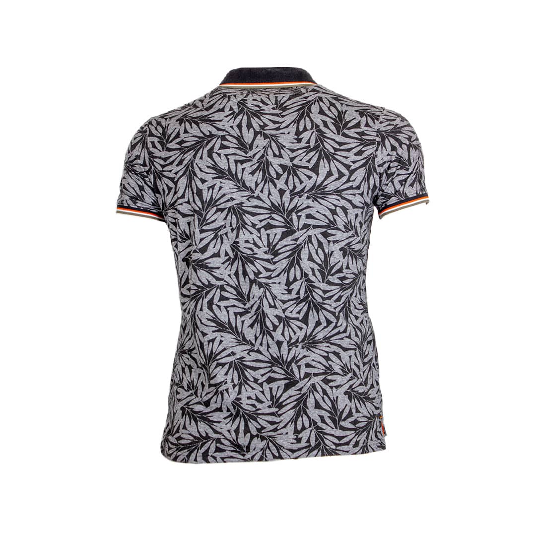 Polo noir imprimé feuilles tropicales - Image 2