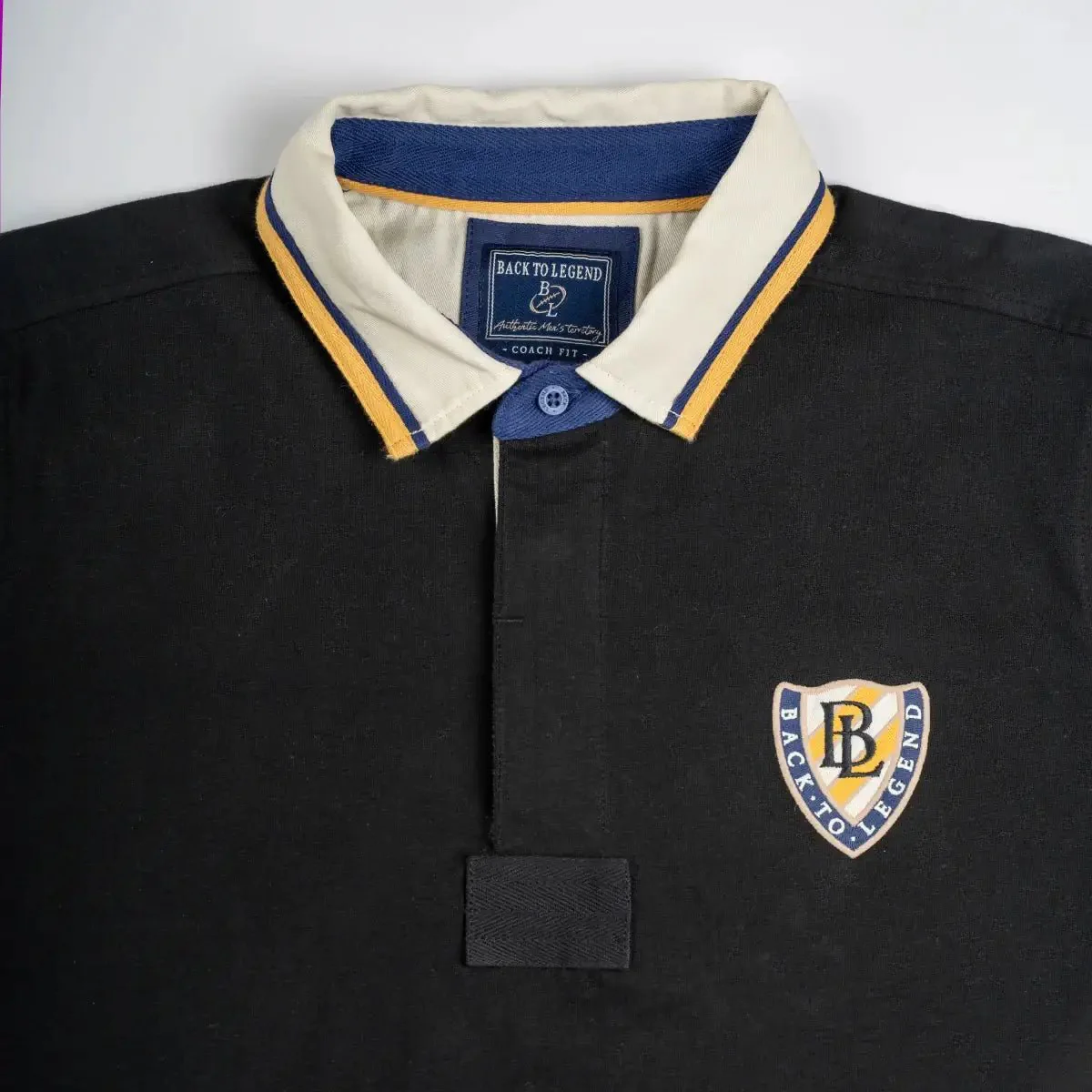 Polo noir jersey peau de pêche - Image 3