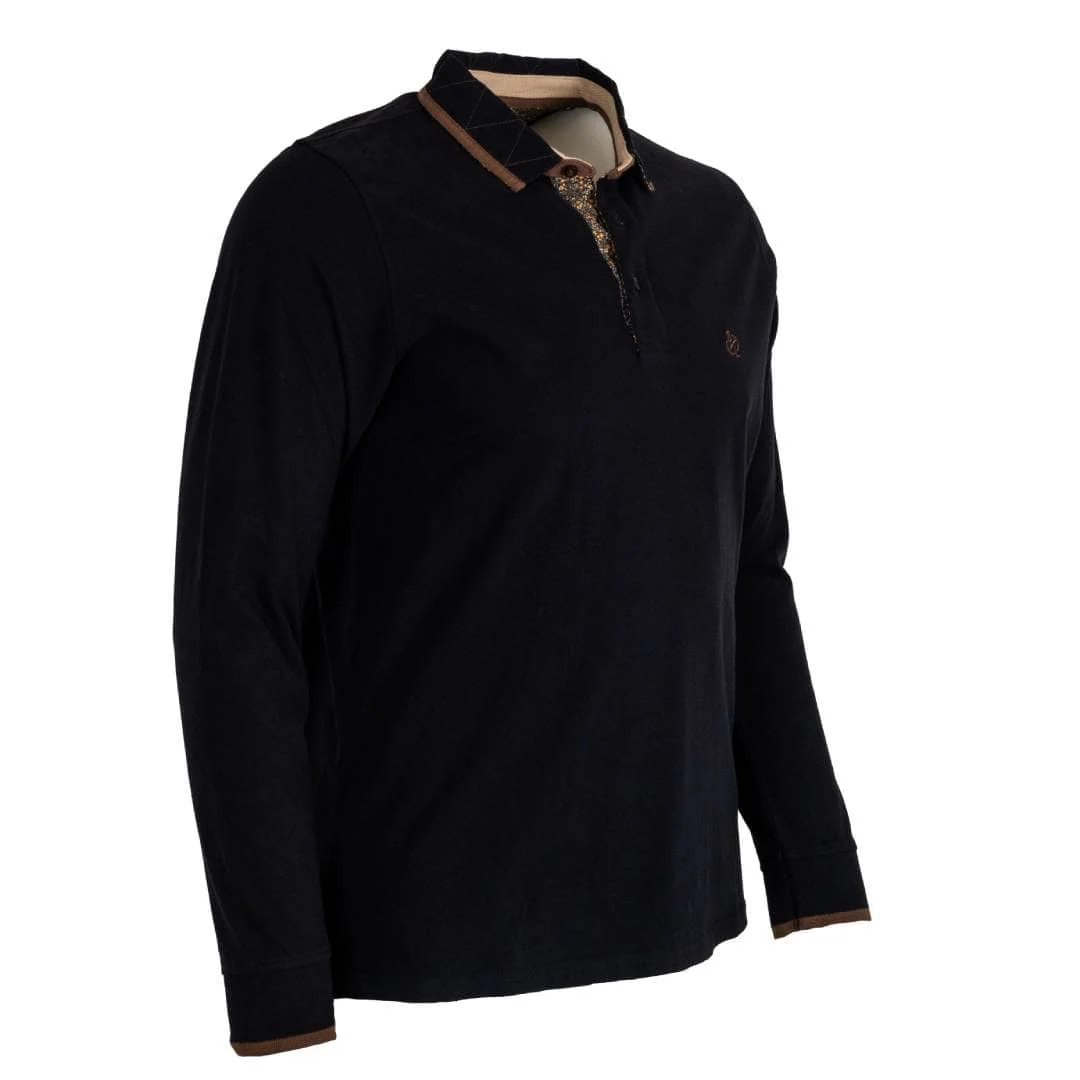 Polo noir à manches longues siglé BL - Image 3