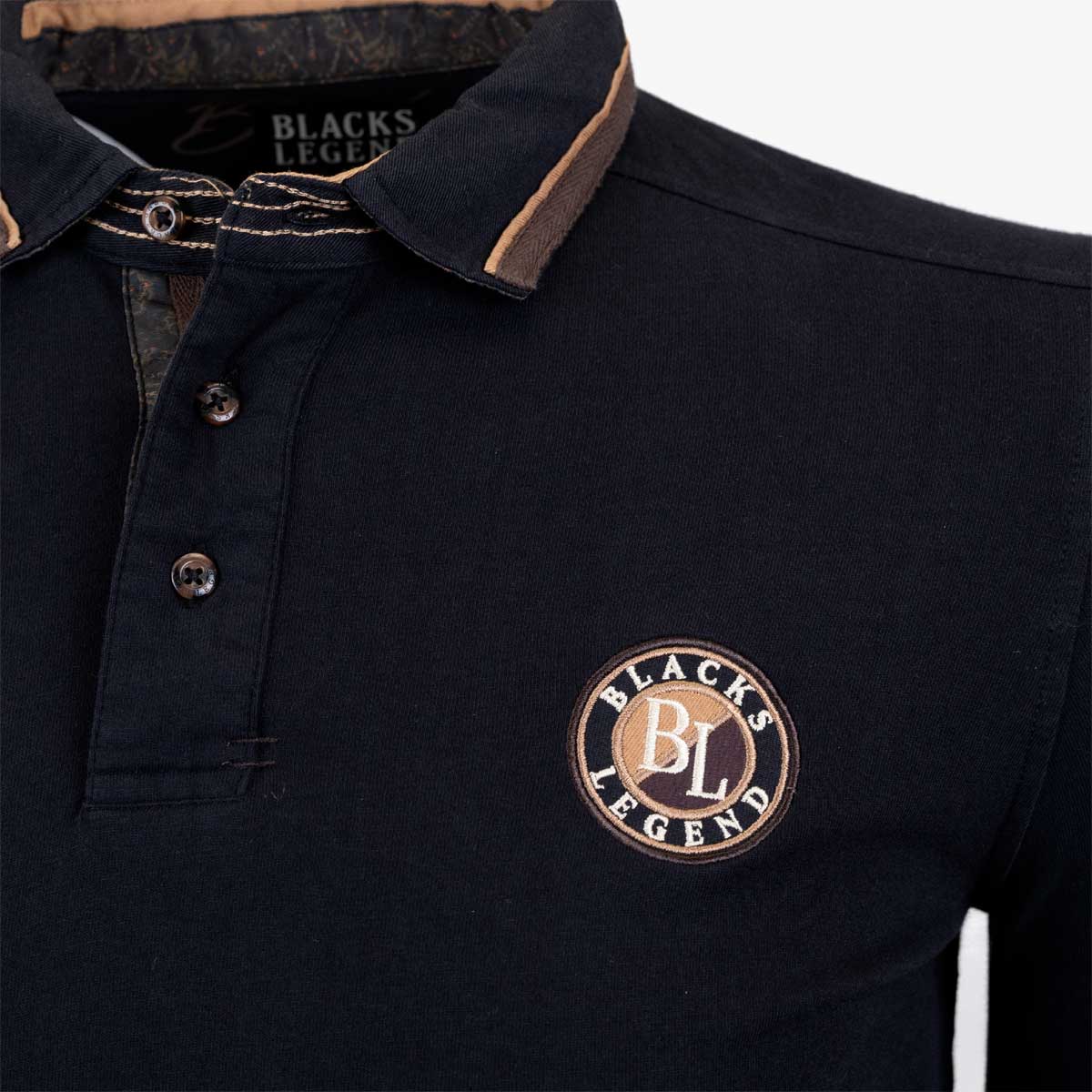 Polo noir à manches longues blason BL - Image 3