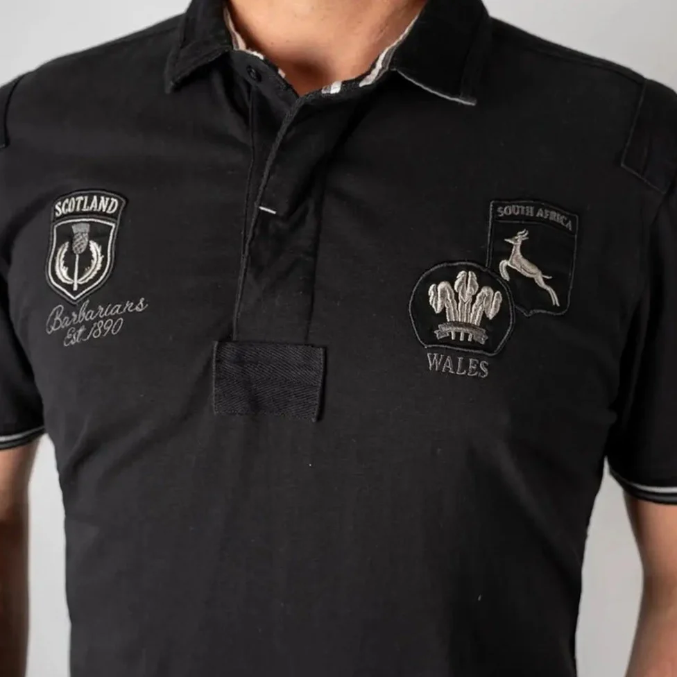Polo noir multi badge Barbarians - Image 4