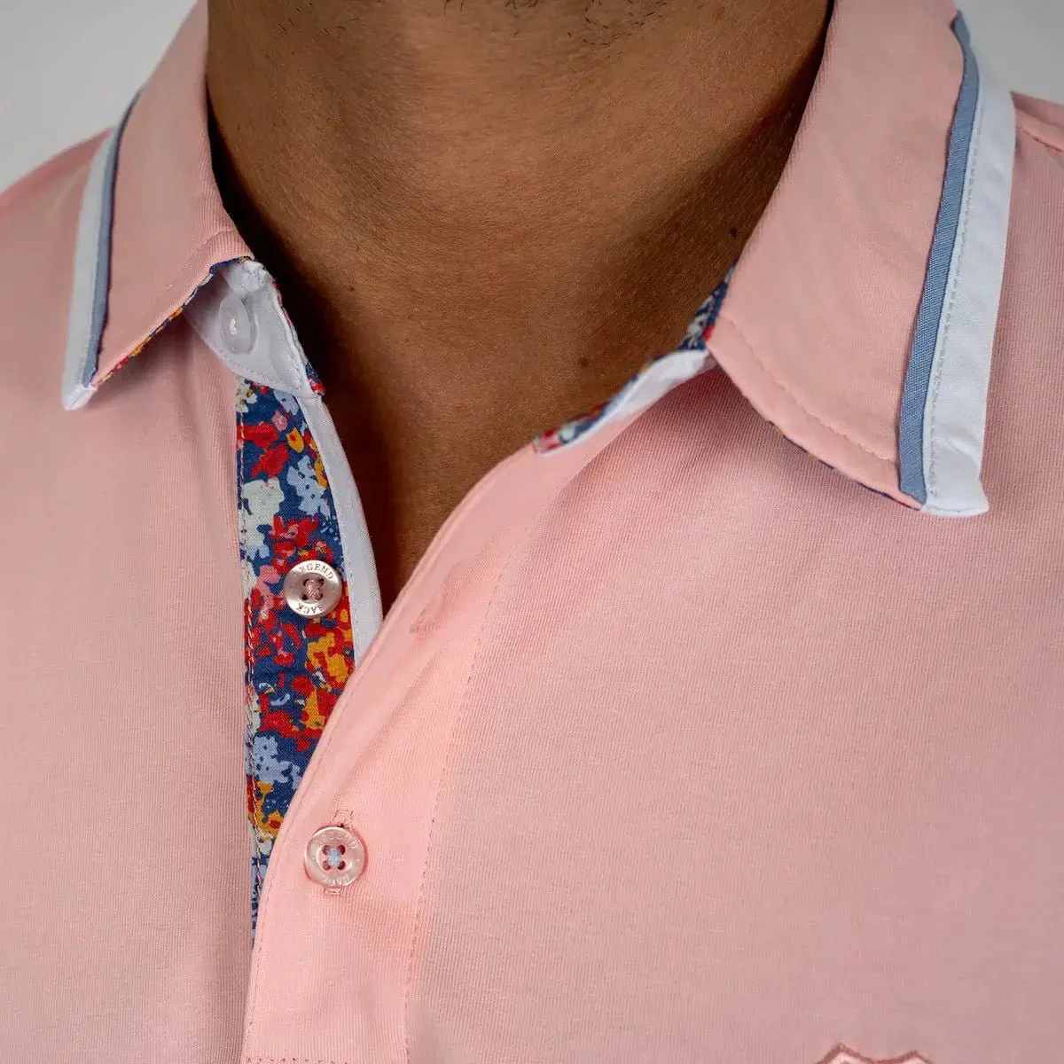 Polo rose pâle élasthanne - Image 4