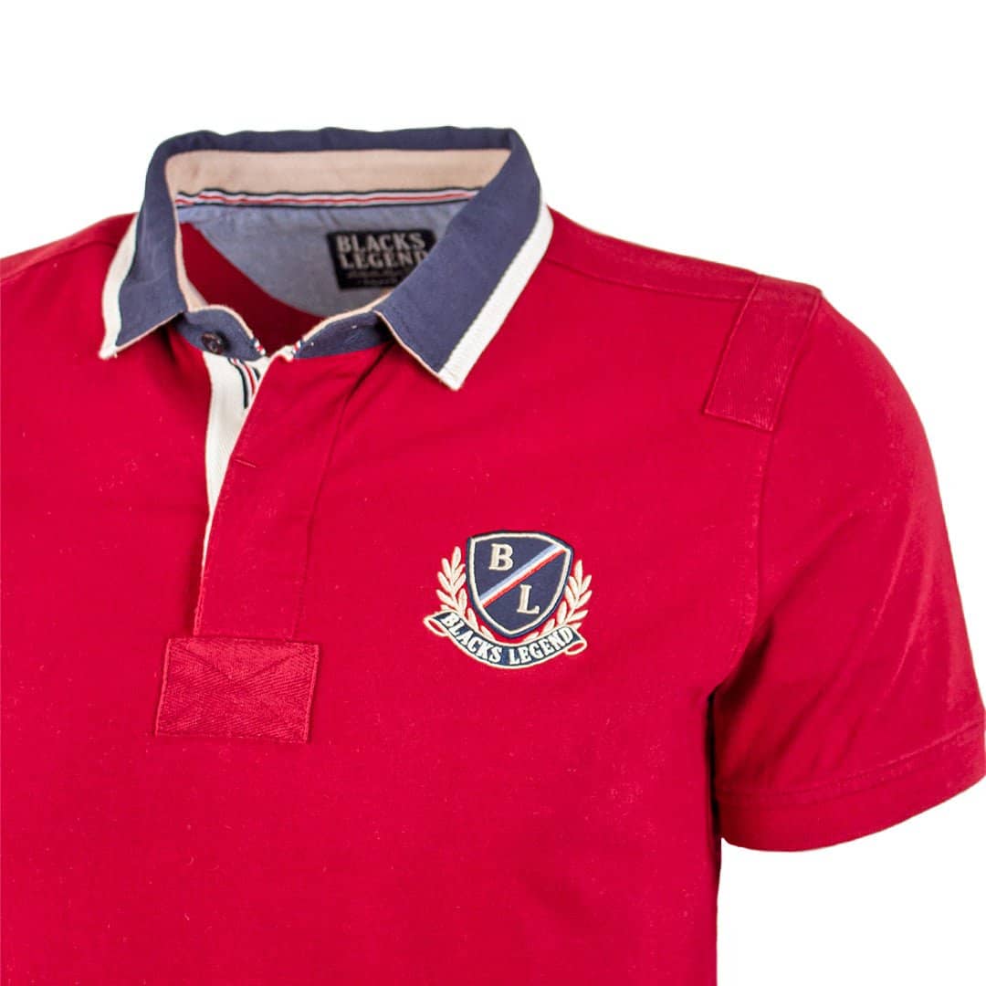 Polo rouge col contrastré - Image 3