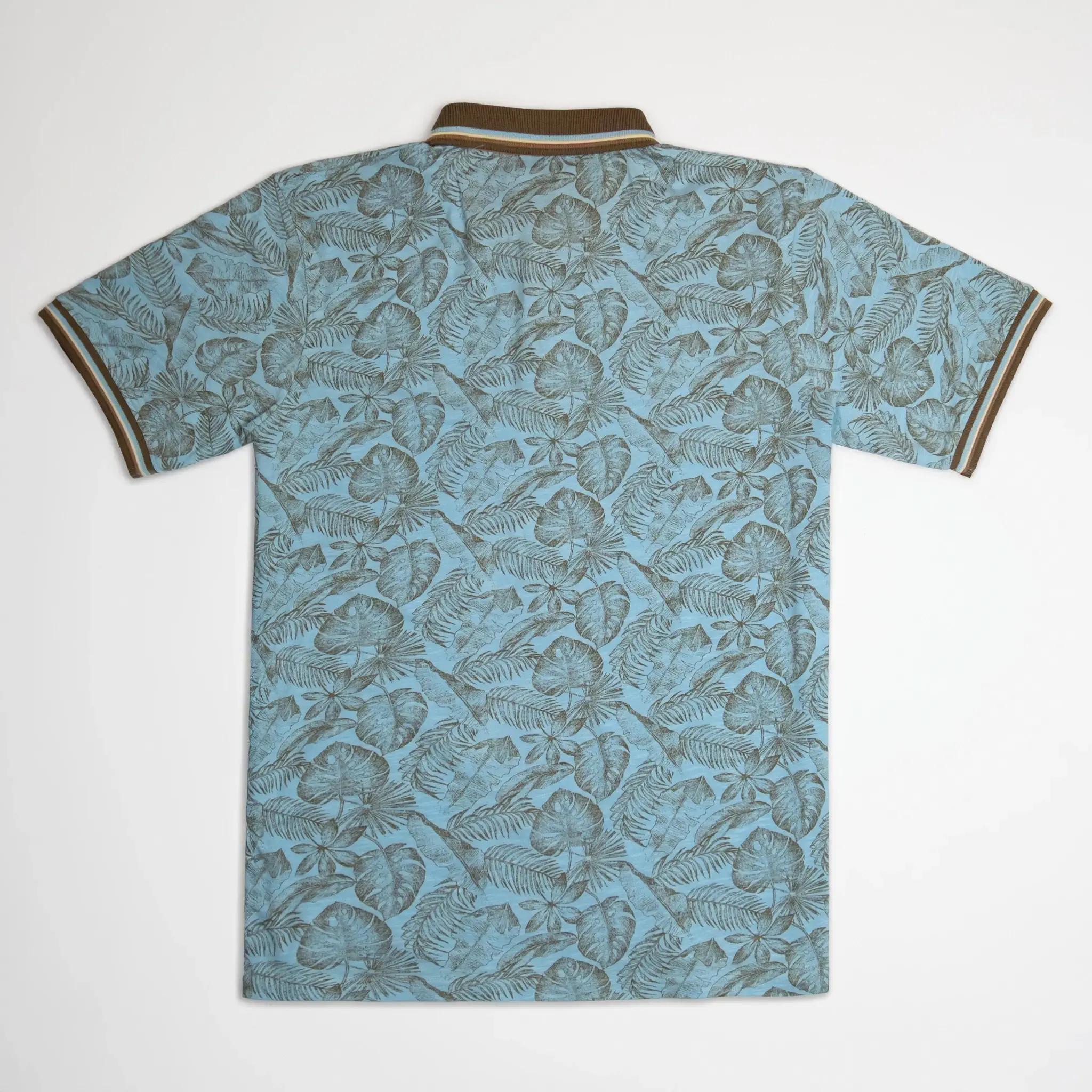 Polo slub bleu ciel imprimé tropical - Image 6