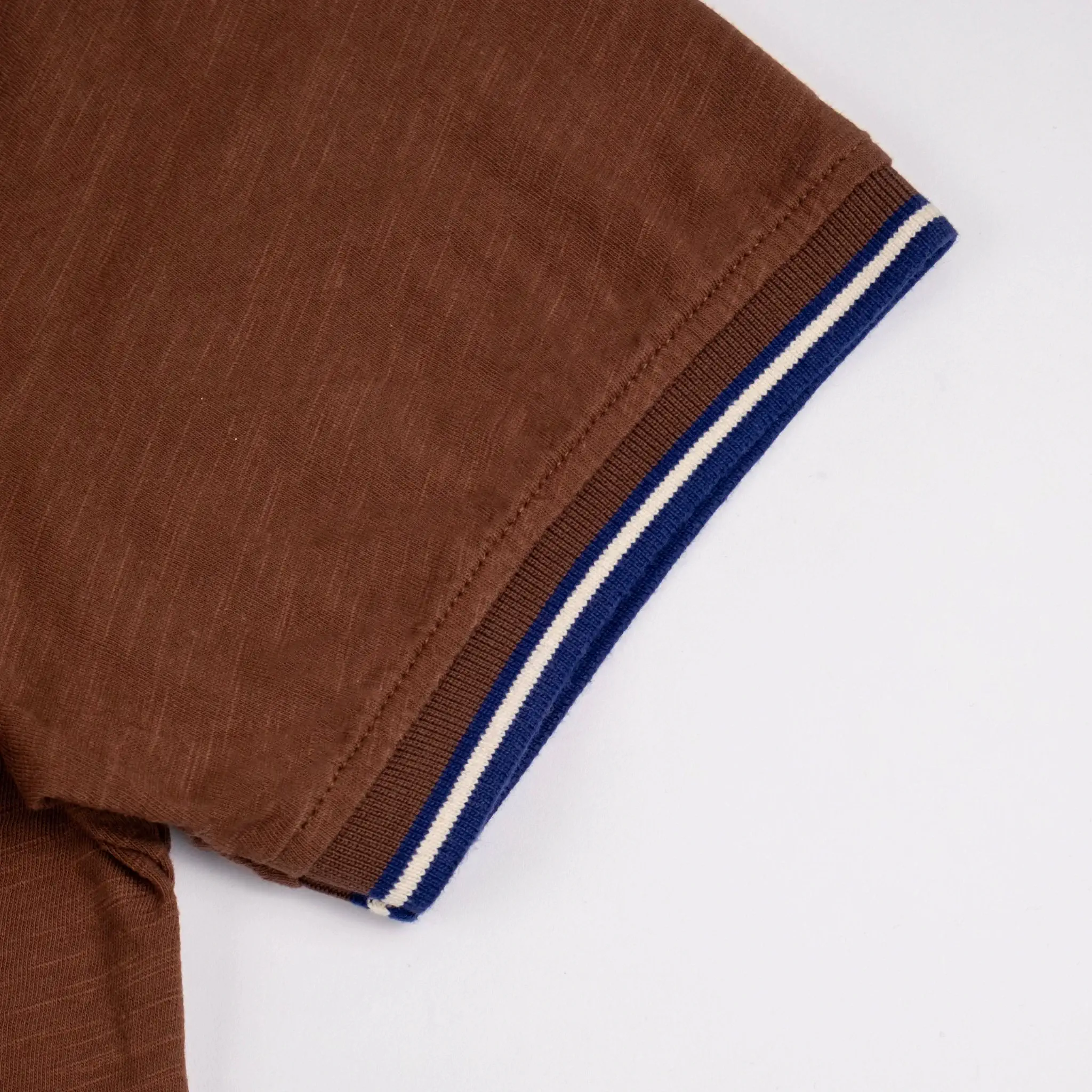 Polo slub marron col contrasté - Image 4