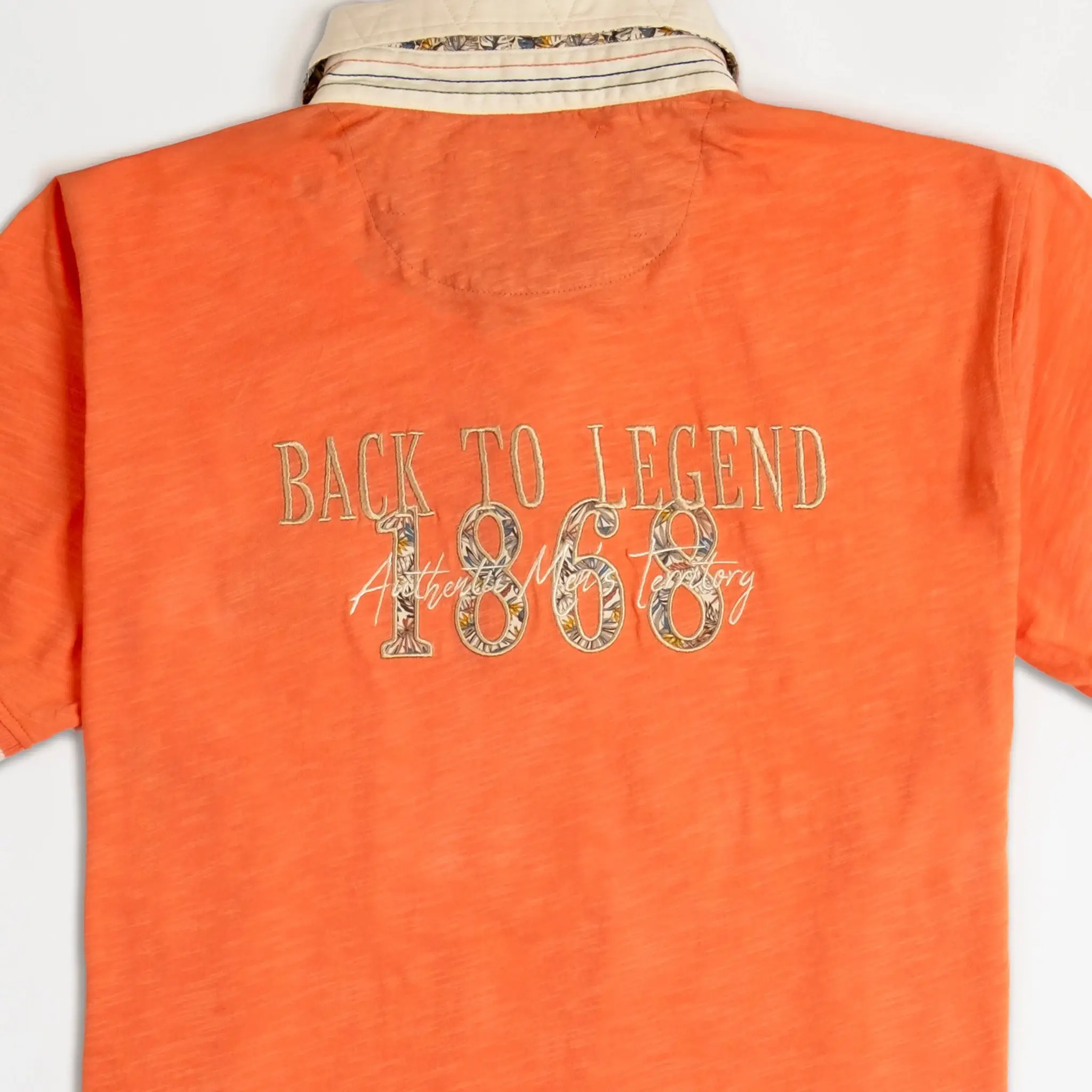 Polo slub orange col contrasté - Image 3