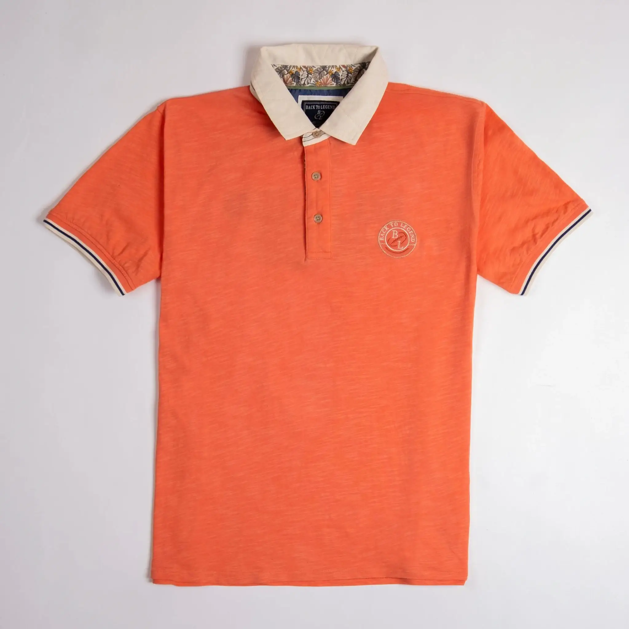 Polo slub orange col contrasté - Image 5