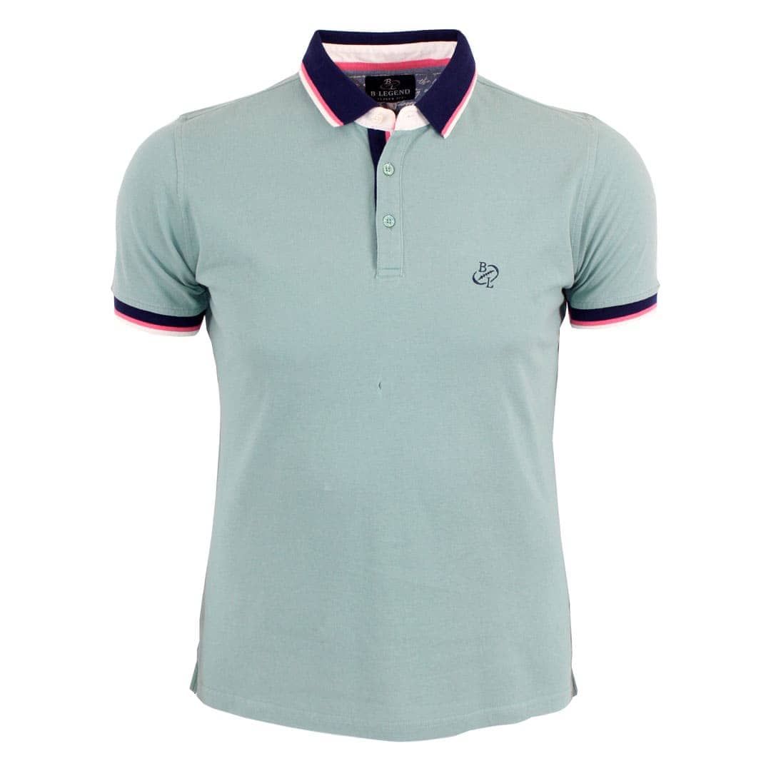 Polo vert amande finitions contrastées