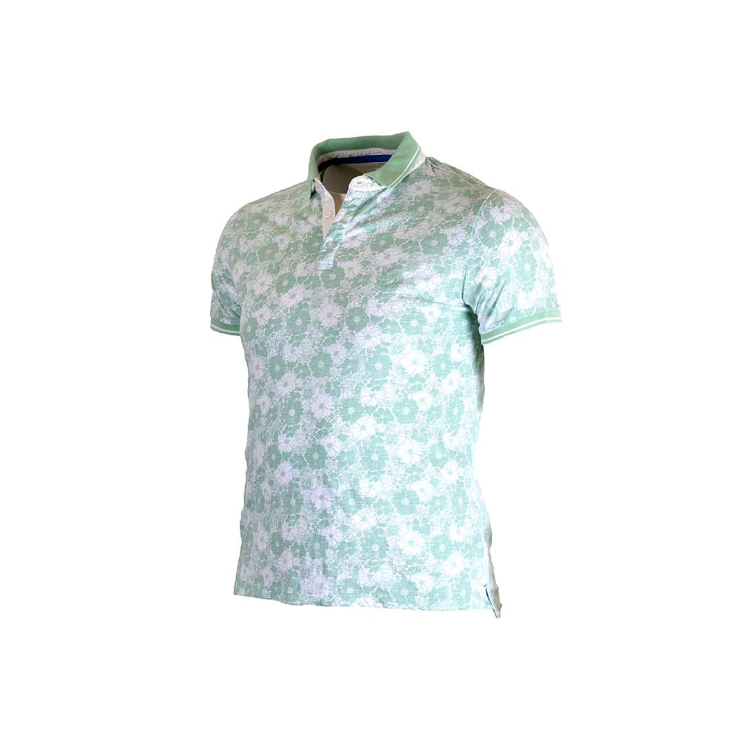 Polo vert amande imprimé fleuri - Image 7