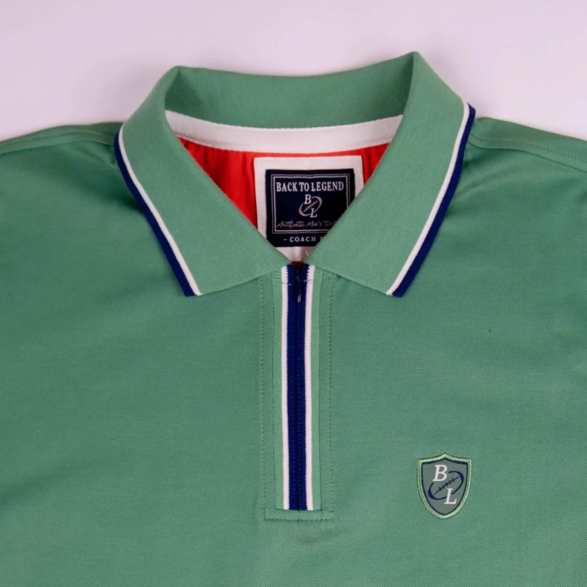 Polo vert col rayé contrasté - Image 3