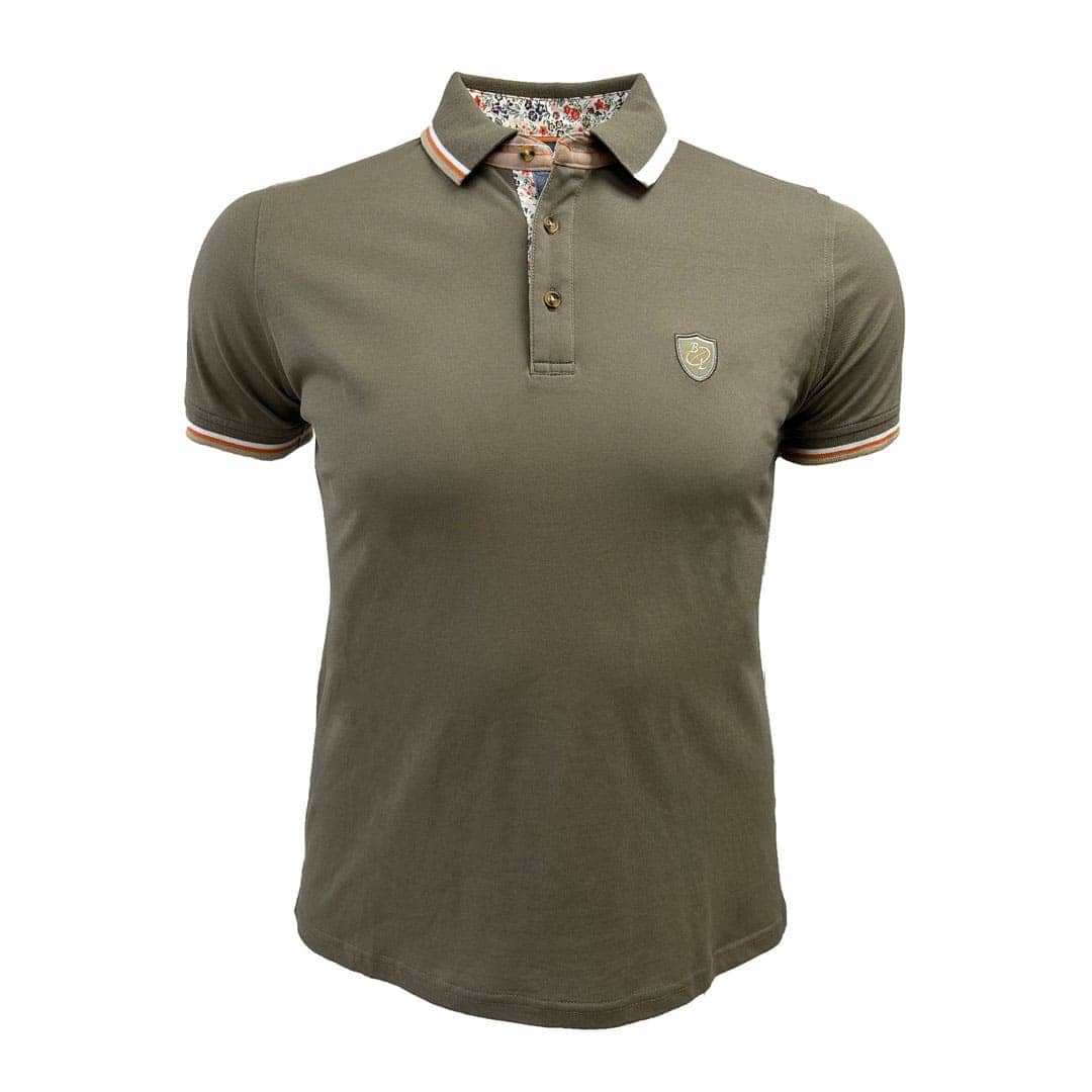 Polo vert écume col contrasté - Image 2