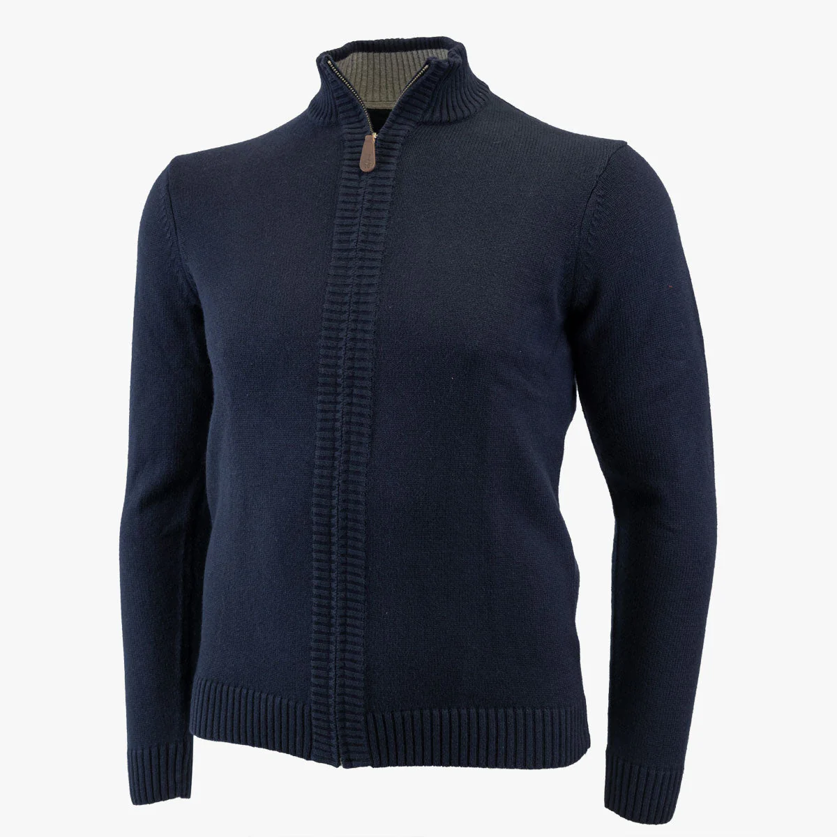 Pull bleu marine full-zip col montant