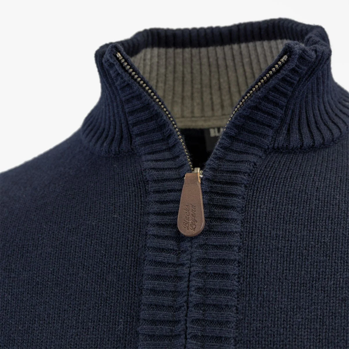 Pull bleu marine full-zip col montant - Image 3