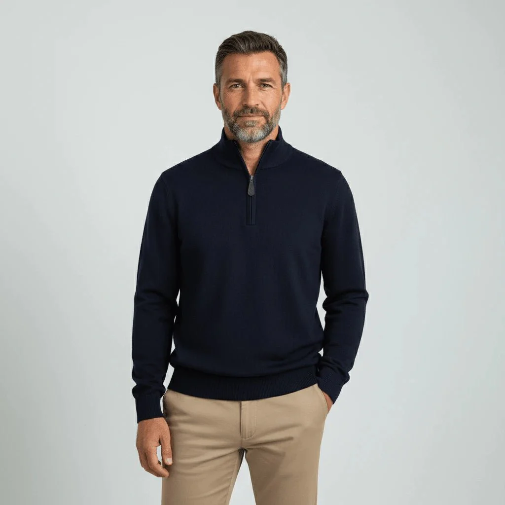 Pull camionneur bleu marine cachemire
