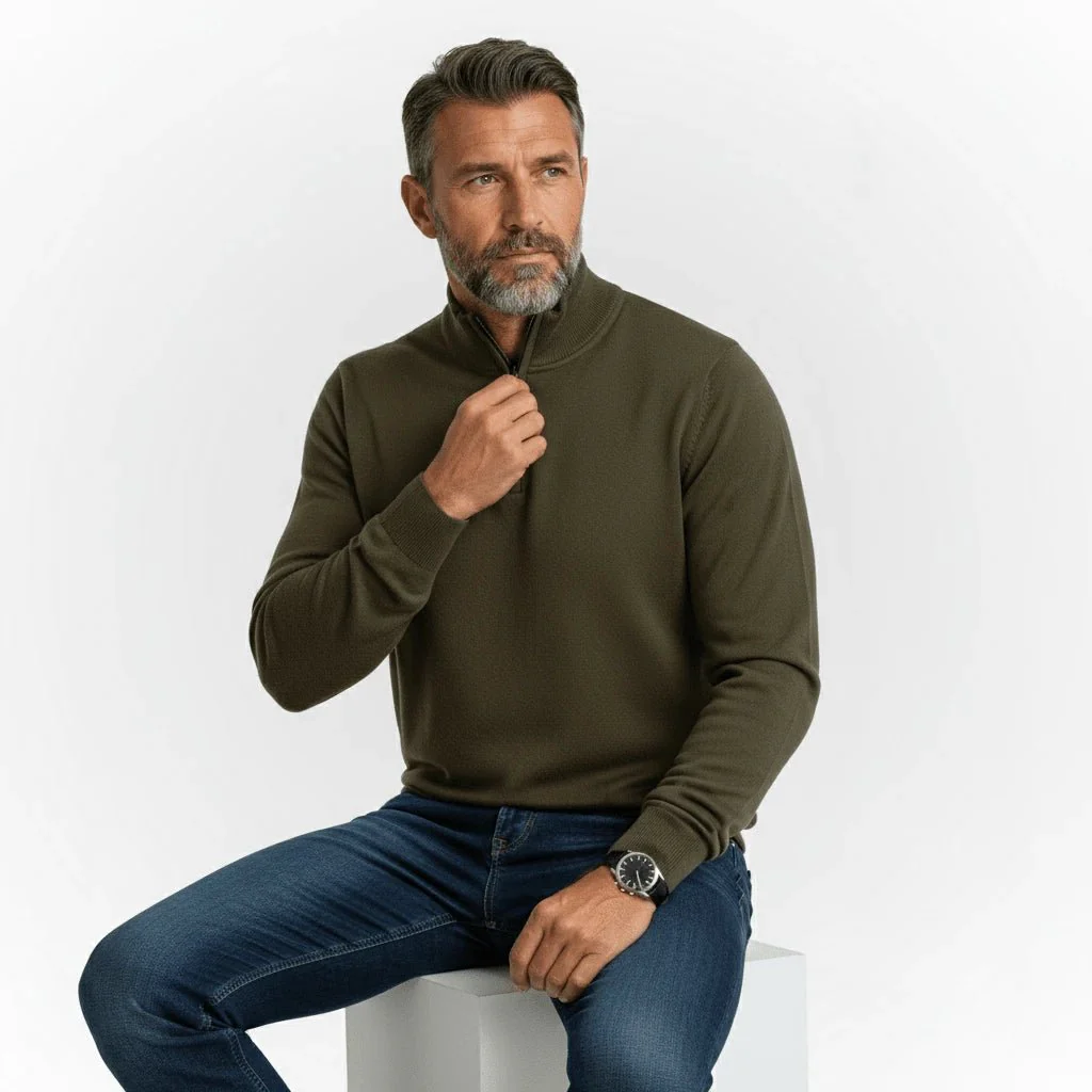 Pull camionneur kaki cachemire