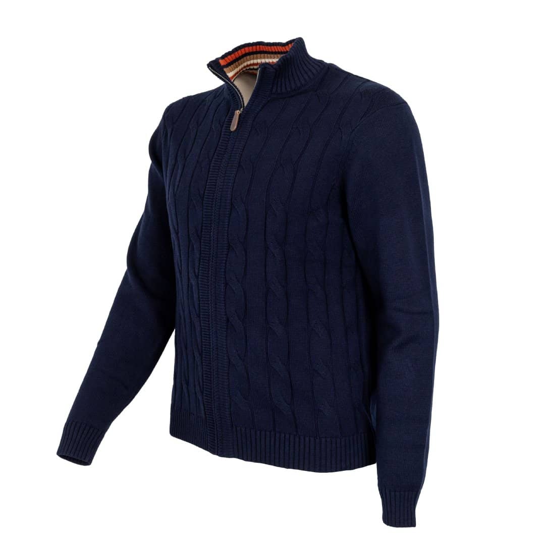 Pull full zip torsadé bleu marine - Image 5