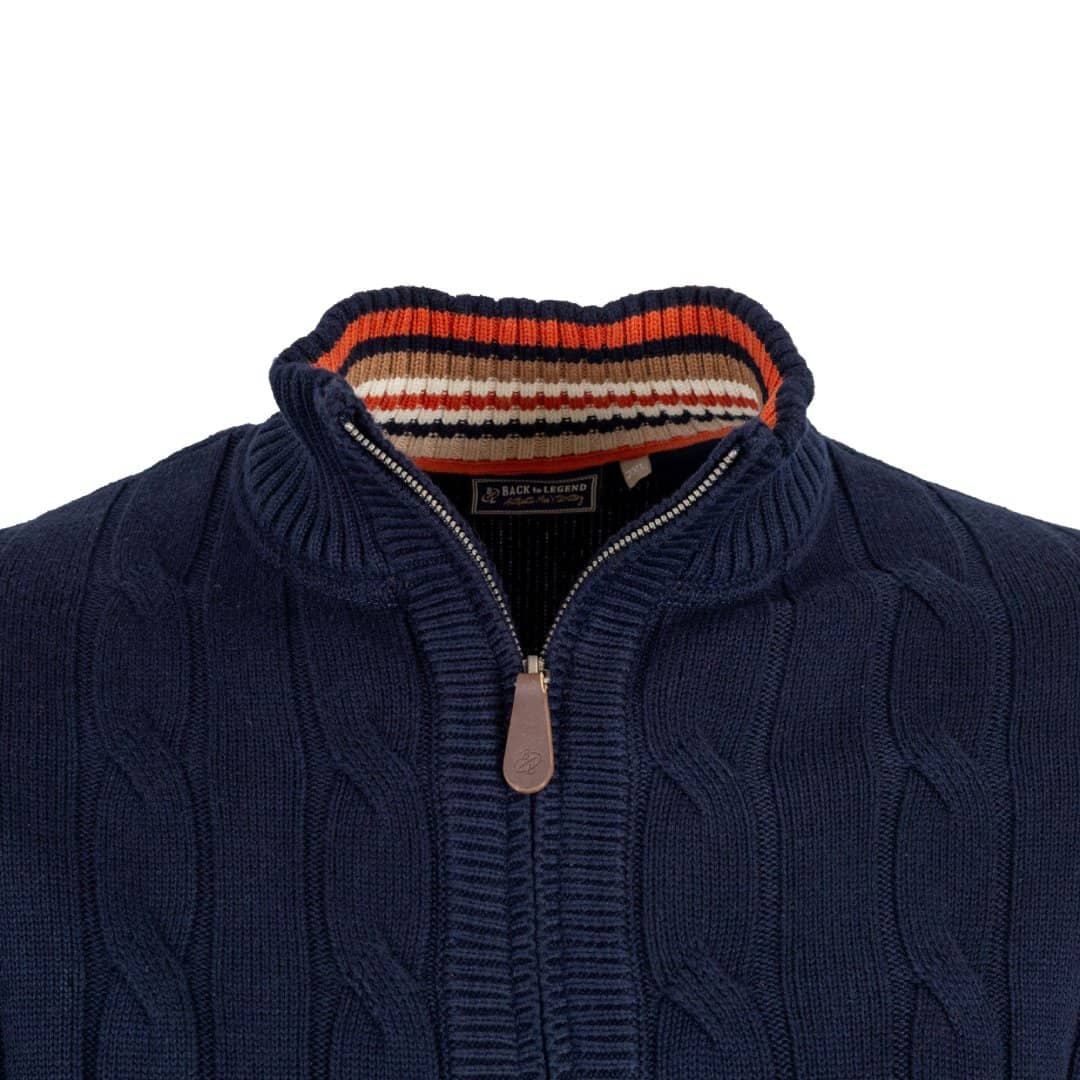 Pull full zip torsadé bleu marine - Image 6