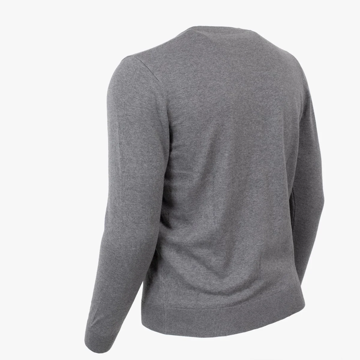 Pull gris col V cachemire et coton - Image 2