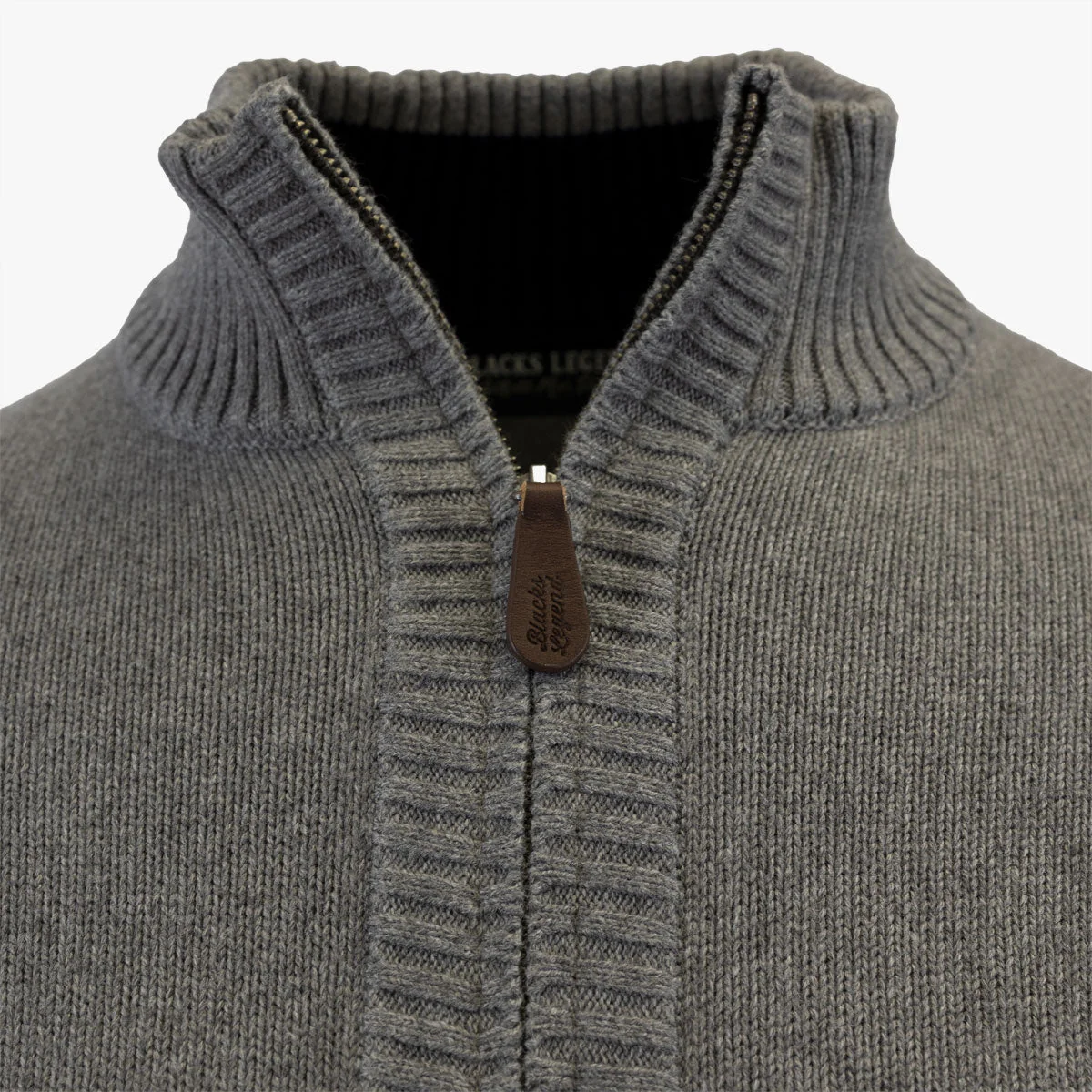 Pull gris full-zip col montant - Image 3