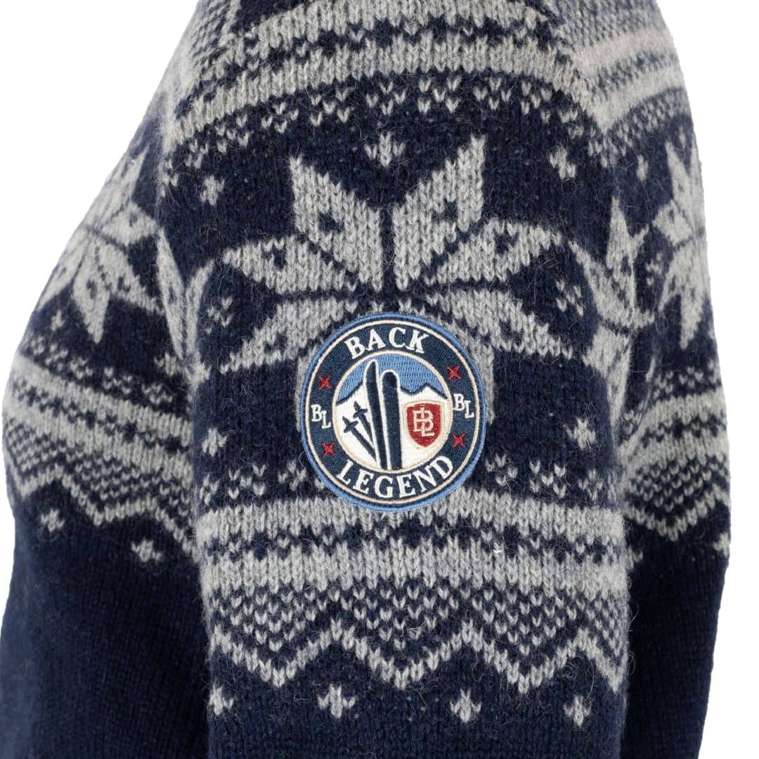 Pull camionneur jacquard bleu marine - Image 4