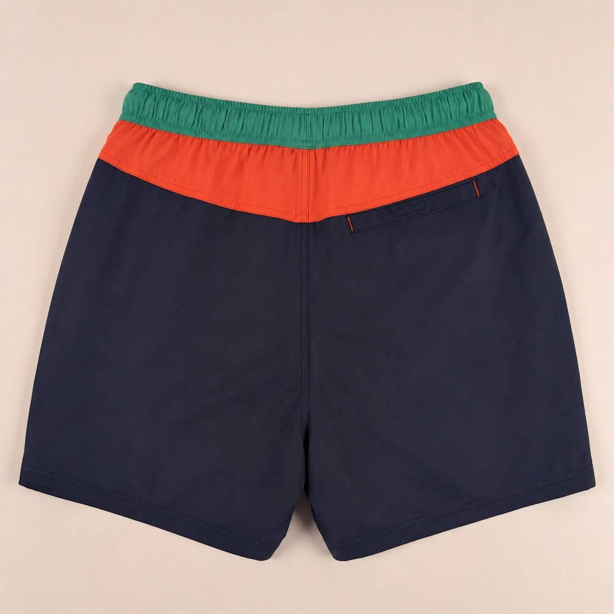 Short de bain tricolore marine/orange/vert - Image 4