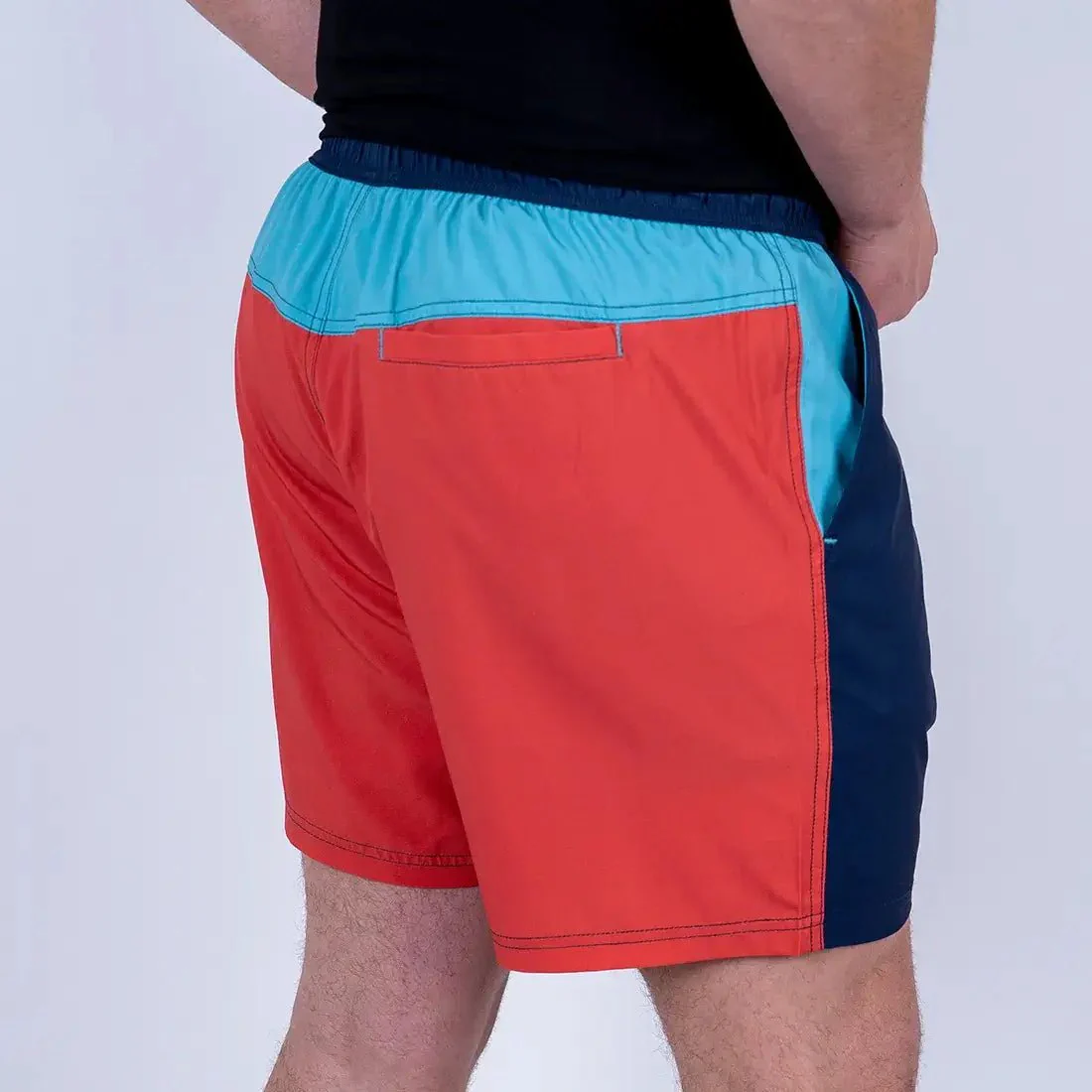 Short de bain tricolore marine/rouge/turquoise - Image 3