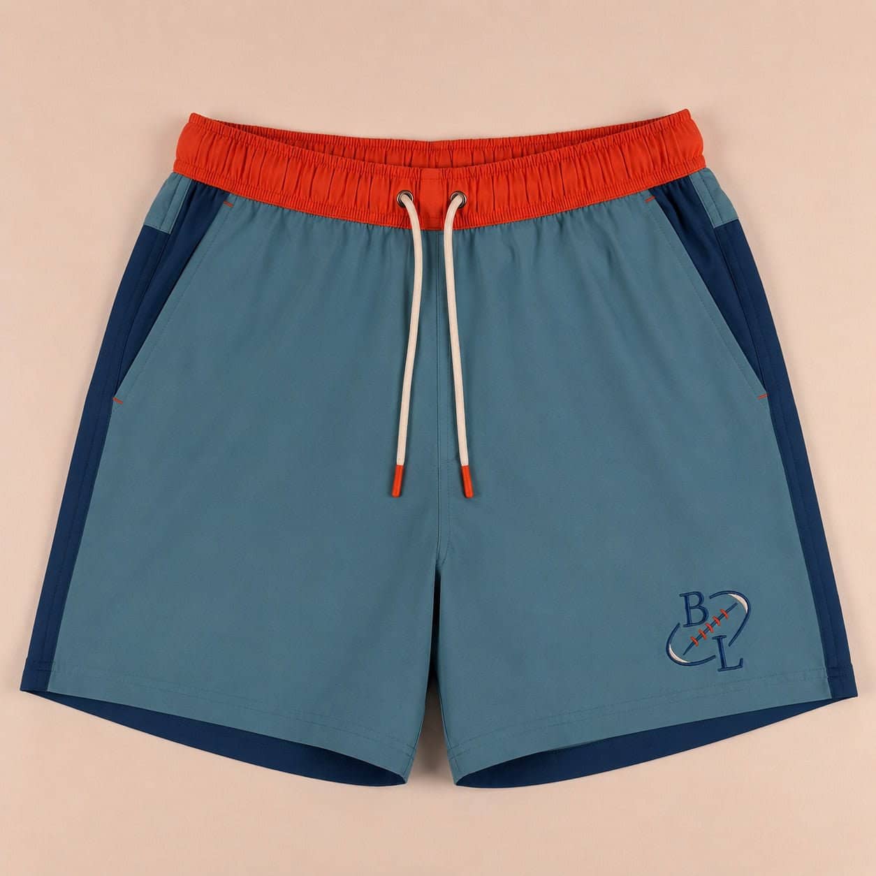 Short de bain tricolore turquoise/bleu/orange - Image 3