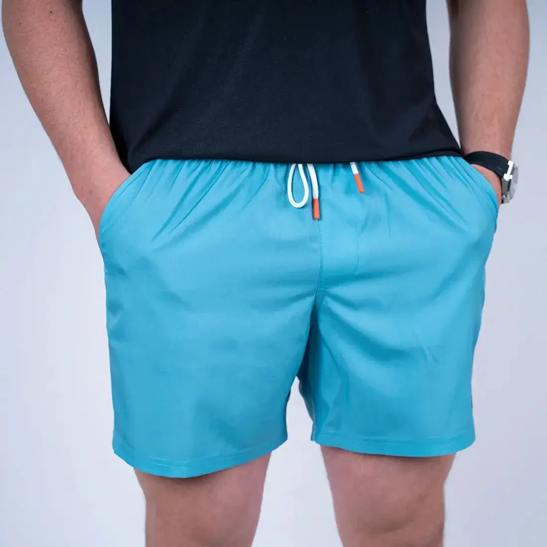 Short de bain bicolore turquoise et marine - Image 2