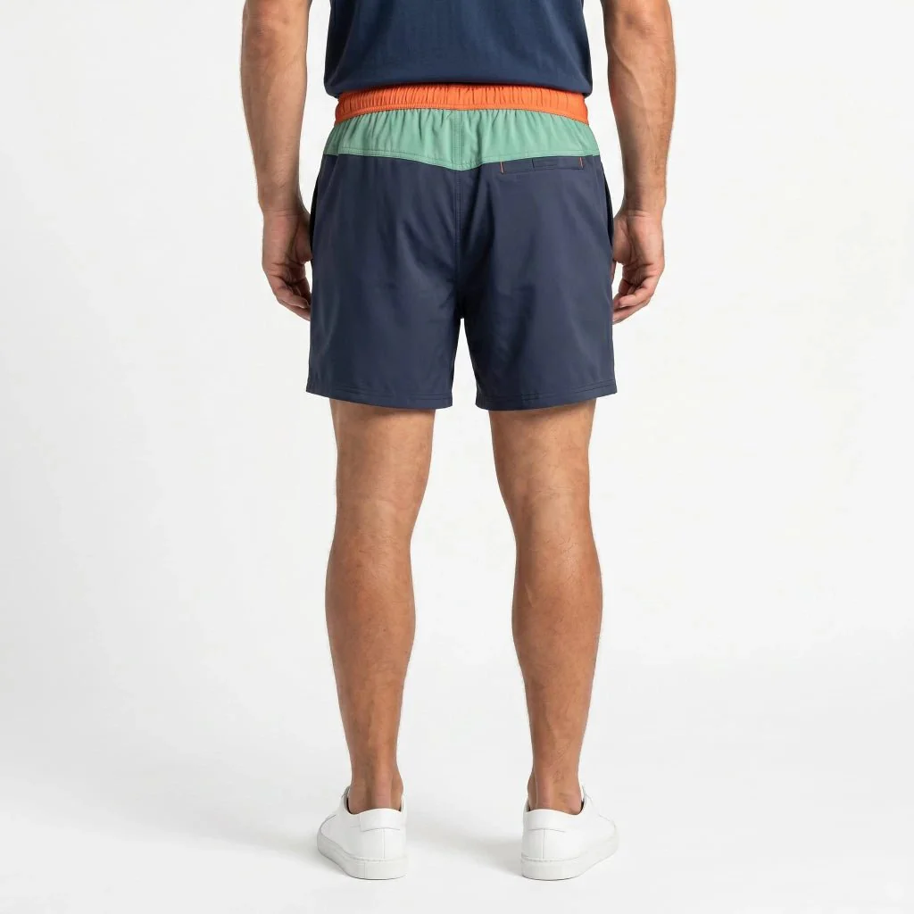 Short de bain tricolore vert/marine/orange - Image 2
